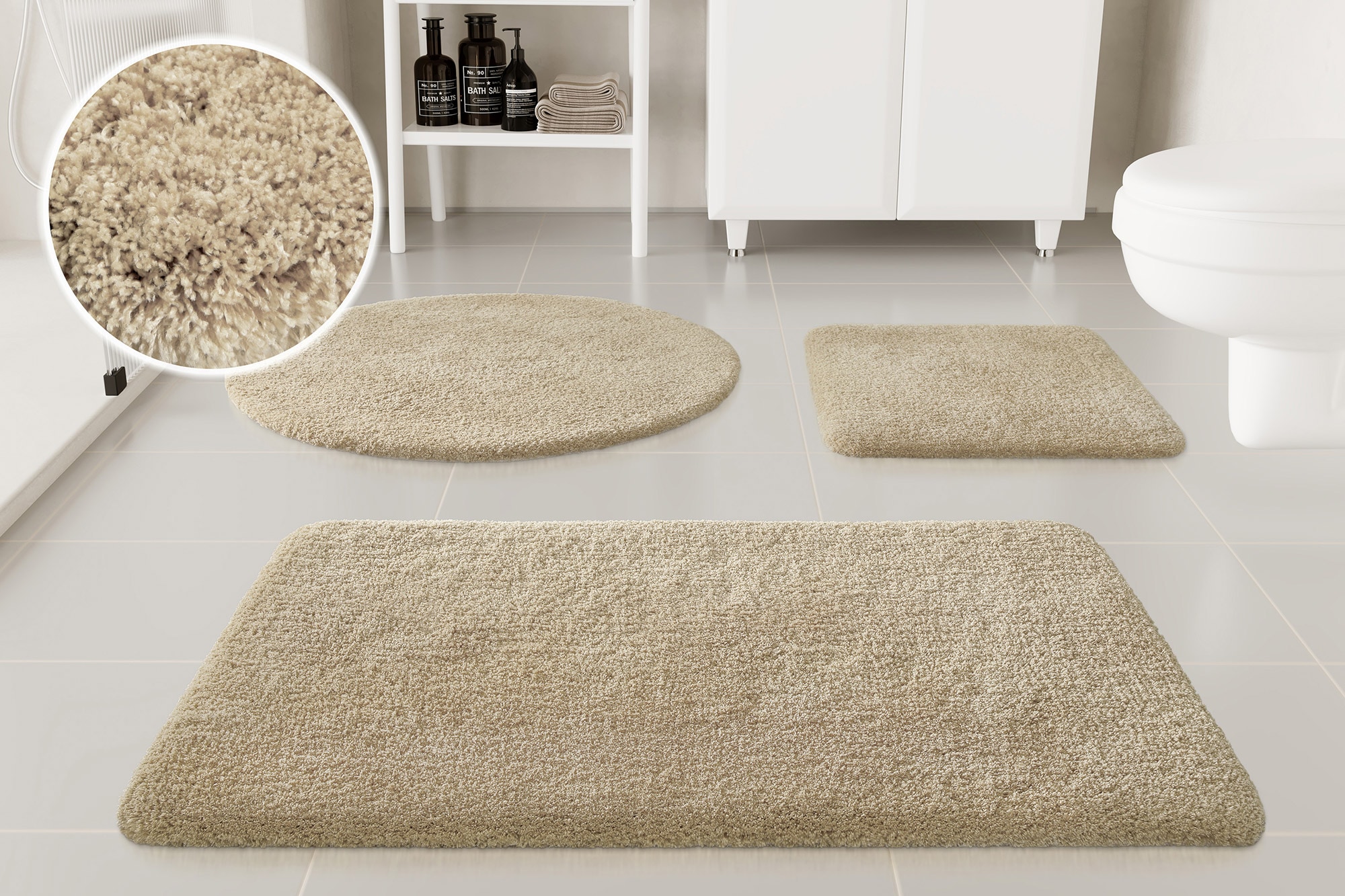OTTO home Badematte "Kaarin, uni, viele Farben, Badvorleger, Badezimmer Teppich" Höhe 30 mm rutschhemmend beschichtet fußbodenheizungsgeeignet Badteppich, getuftet, flauschig, hochflor, große Farbauswahl