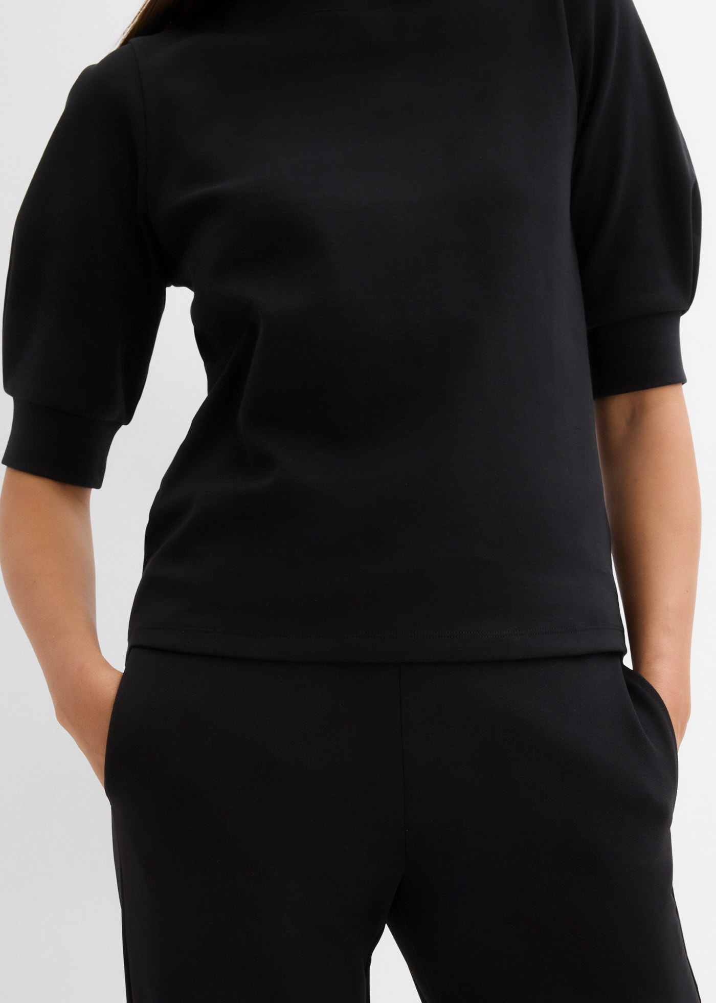 bonprix T-Shirt 1 Oversize-Passform, dezente Puffärmel, Halbarm, aus reiner Baumwolle