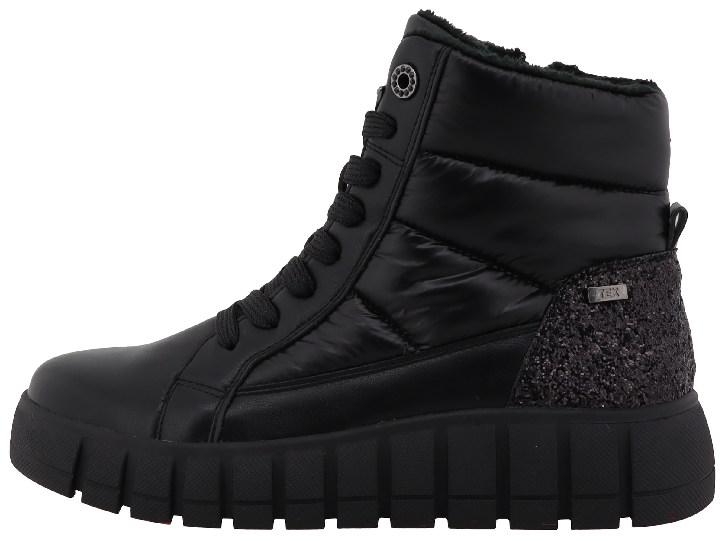 TOM TAILOR Schnürboots, Keilabsatz, Plateau, Schnürstiefelette mit schöner Ziersteppung