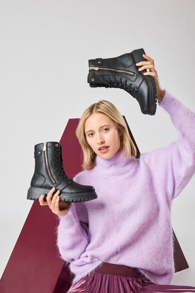 Rieker Winterstiefelette, Schnürboots, Schnürstiefelette, Blockabsatz, mit markanter Profilsohle