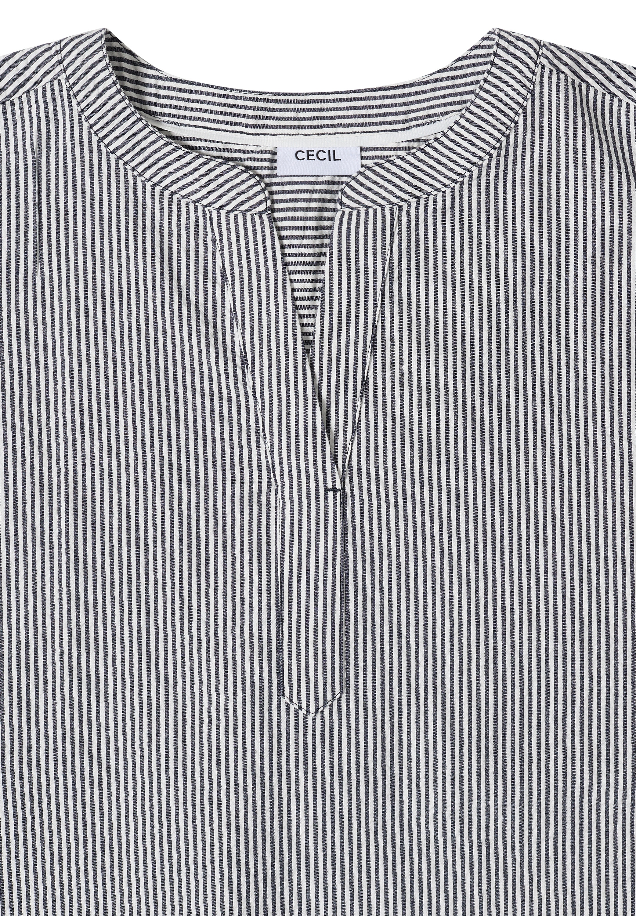Cecil Kurzarmbluse mit geschlitztem Rundhalsausschnitt
