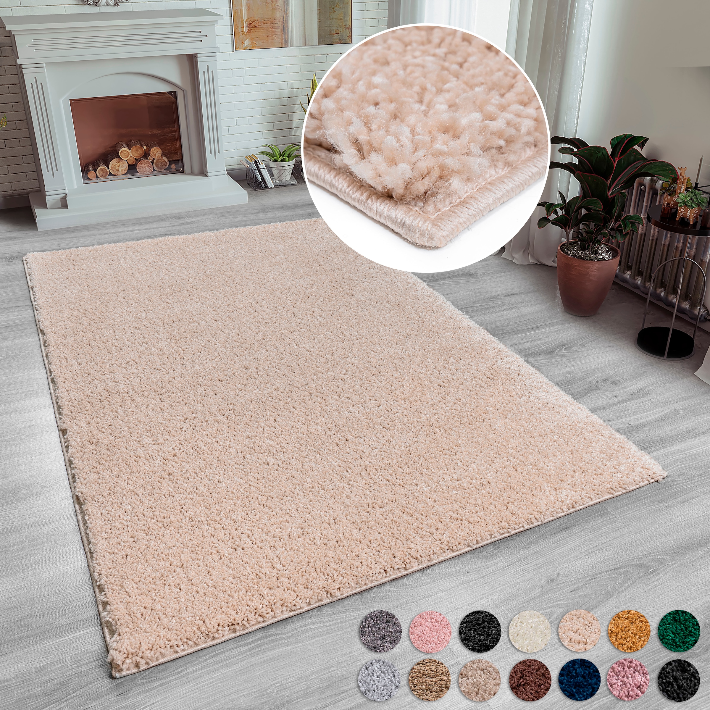 my home Hochflor-Teppich "Shaggy 30" rechteckig 30 mm Höhe Teppich, Uni Far günstig online kaufen