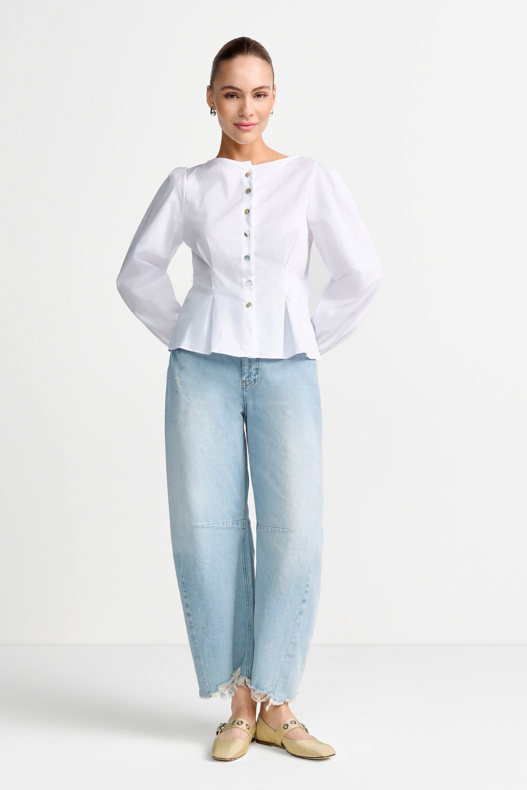Thumbnail - RICHROYAL Weite Jeans Barrel-Style, Wide Leg Cropped Jeans, mit coolen Destroyed Effekten