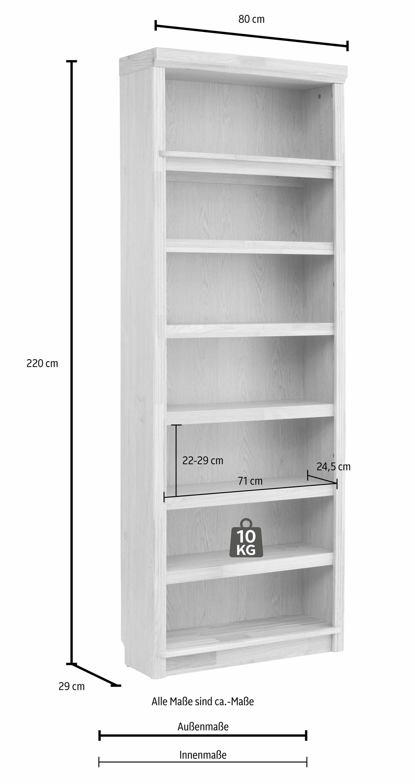 Home affaire Bücherregal »Soeren«, Tiefen, Stauraum BAUR | mit 2 und in aus massiver 2 viel Kiefer, Höhen kaufen