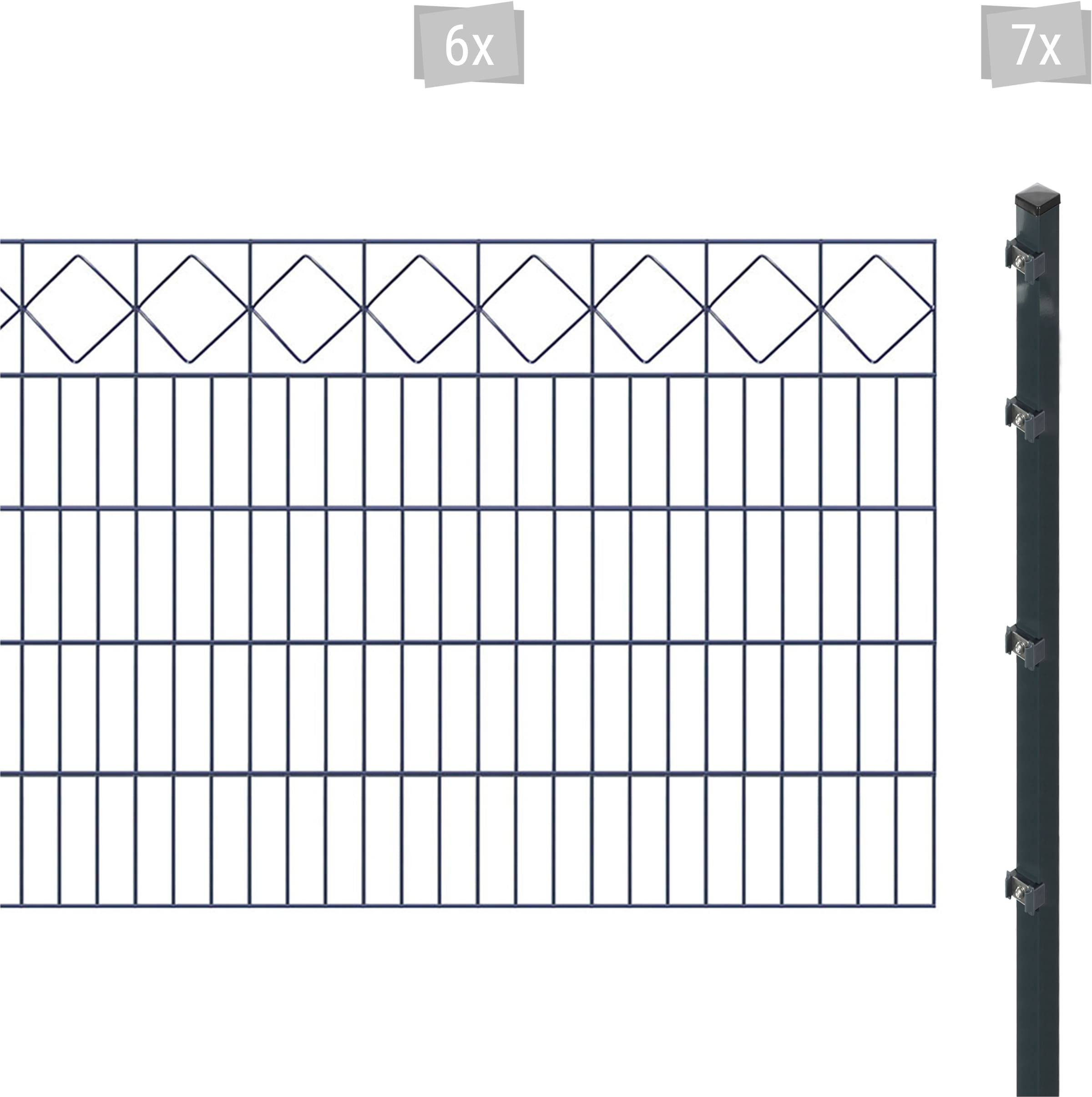 Arvotec Doppelstabmattenzaun "ESSENTIAL 100 zum Einbetonieren "Karo" mit Zierleiste", Zaunhöhe 100 cm, Zaunlänge 2 - 60 