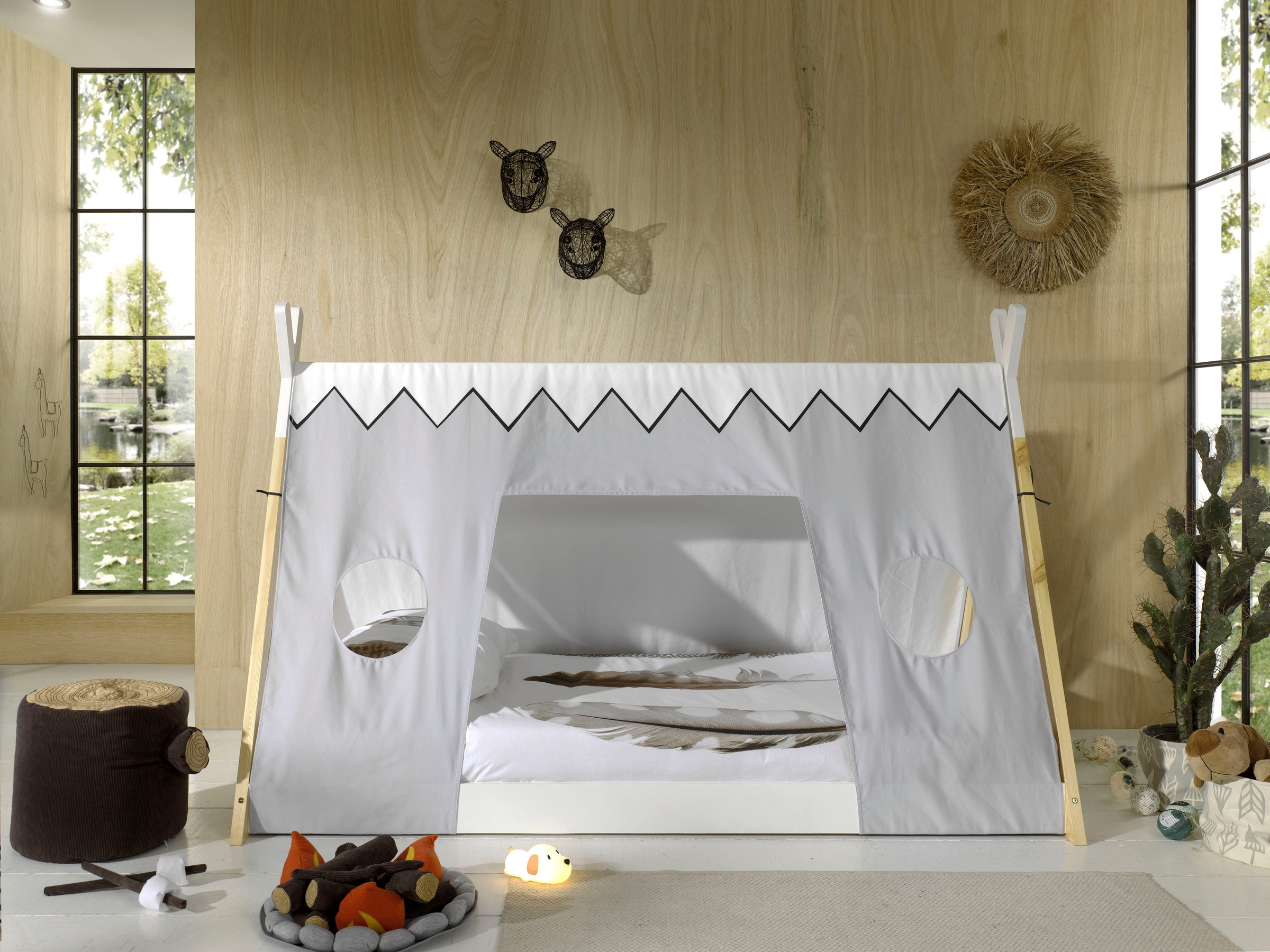 Vipack Kinderbett "TIPI, Kiefer massiv, 2-farbig lackiert, mit Rolllattenro günstig online kaufen