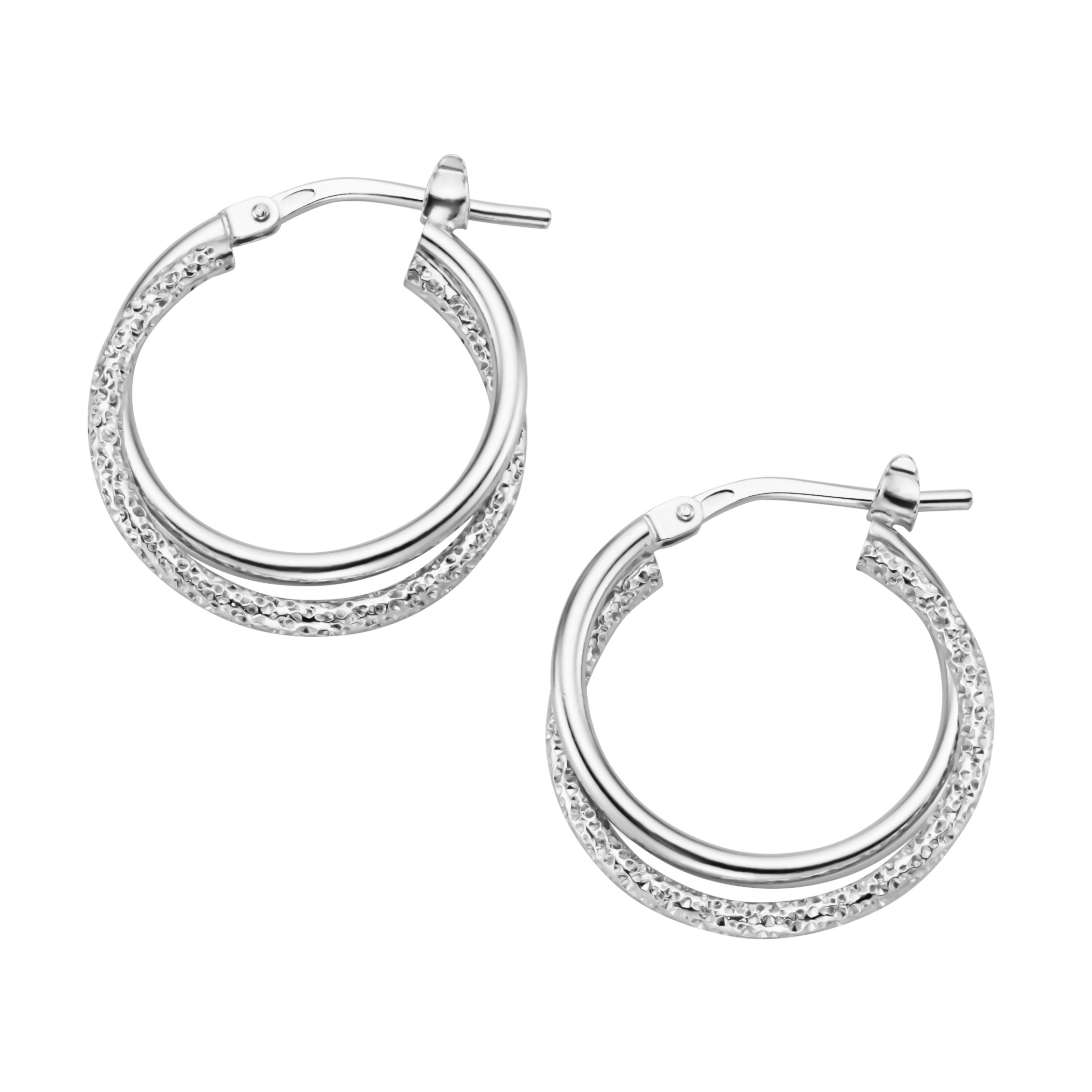 Smart Jewel Paar Creolen »zweireihig, glänzend und strukturiert, Silber 925«