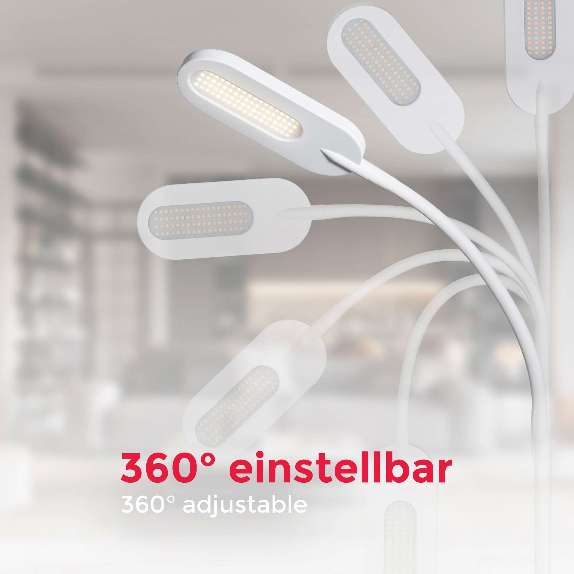 B.K.Licht Stehlampe,1 x LED-Platine 8 Watt, 600lm, Farbtemperatur einstellbar 3.000K / 4.000K / 6.000K über Touchschalter