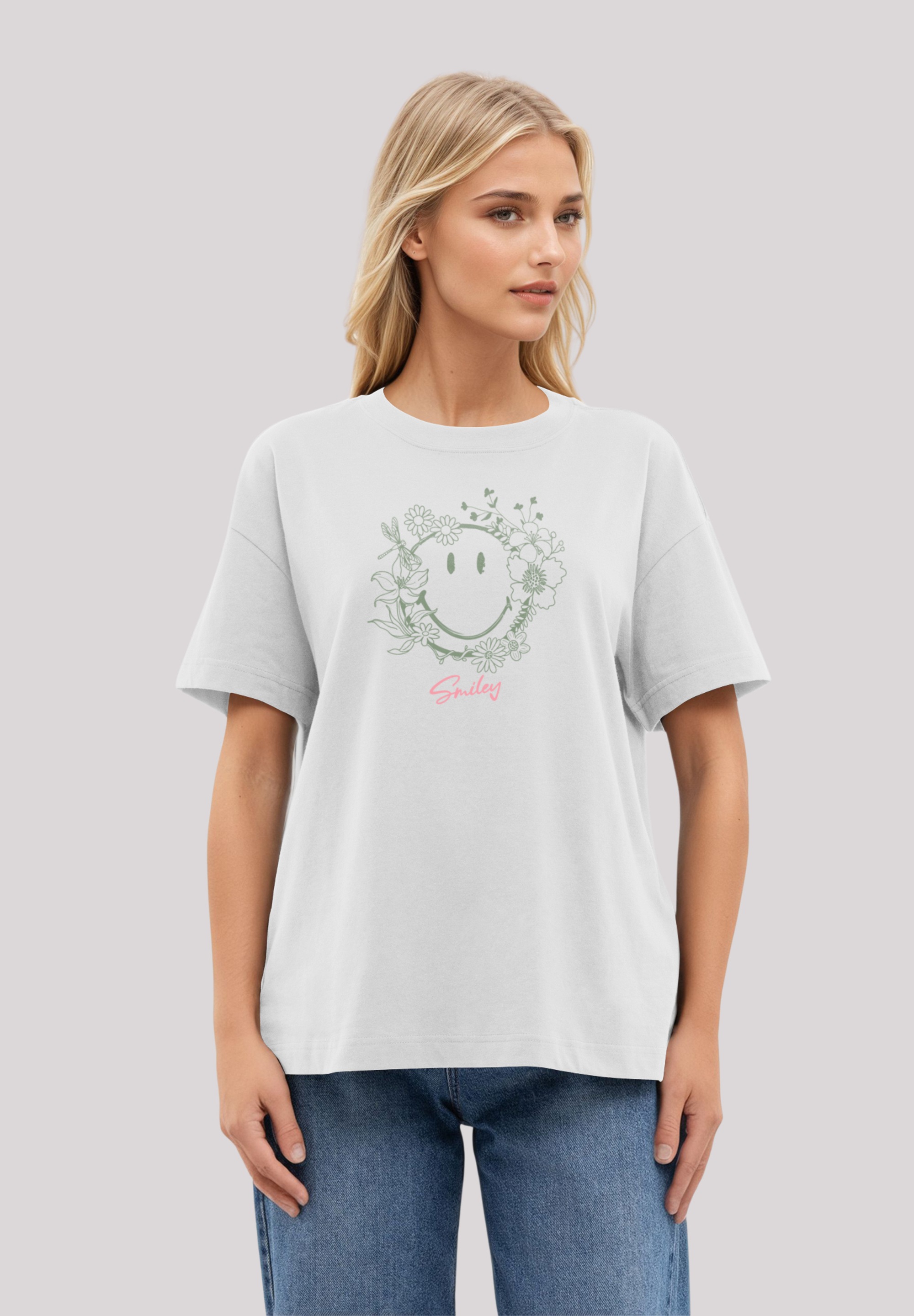 F4NT4STIC T-Shirt "Smiley Originals Spring Flowers Happy Face Design", Prem günstig online kaufen