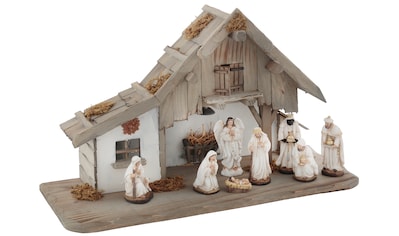 Krippe »Weihnachtsdeko«, (Set, 9 tlg.), aus Holz mit LED-Laterne, inklusive...