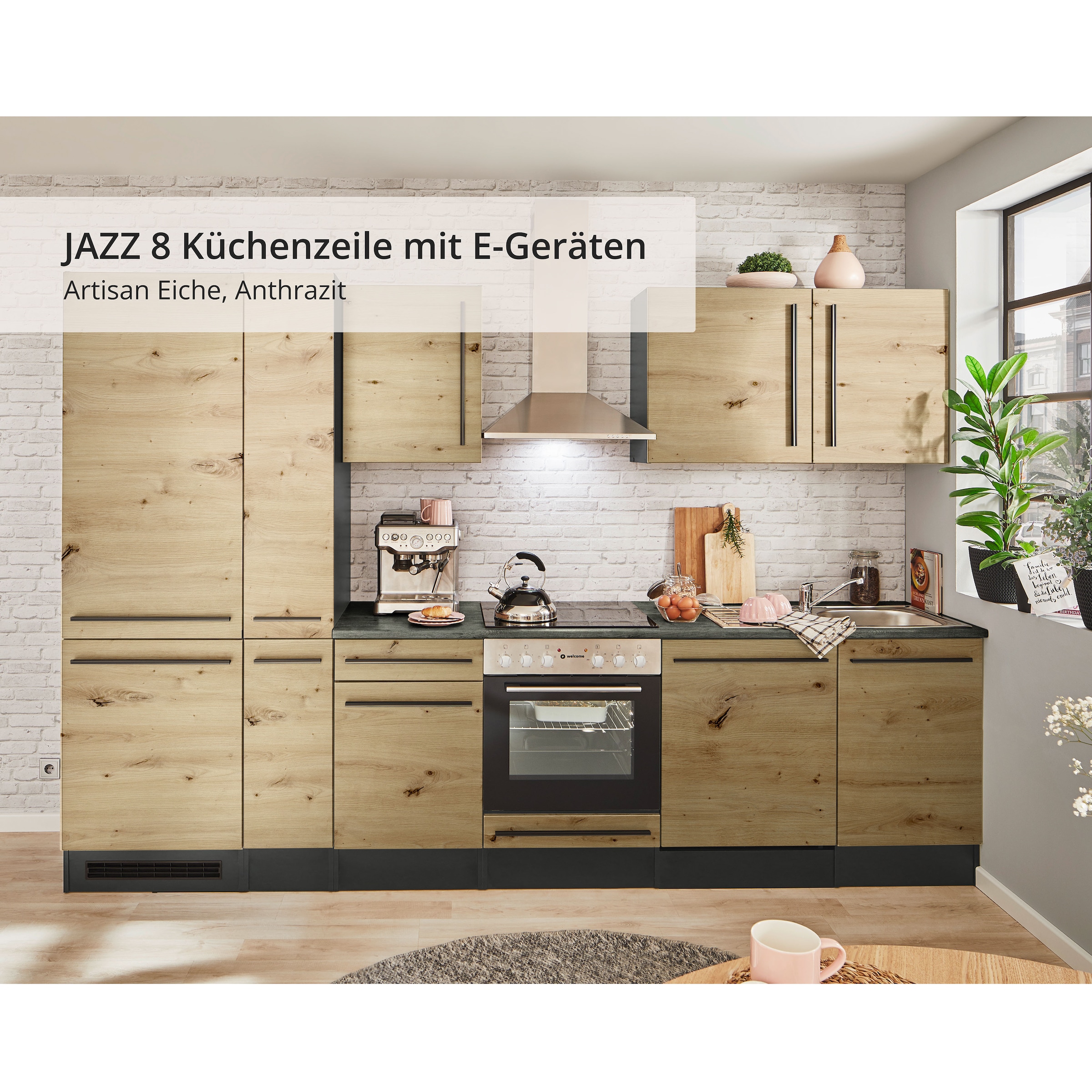 BASIC by Balculina Küchenzeile »Jazz«, Breite 310 cm, wahlweise mit E-Geräten