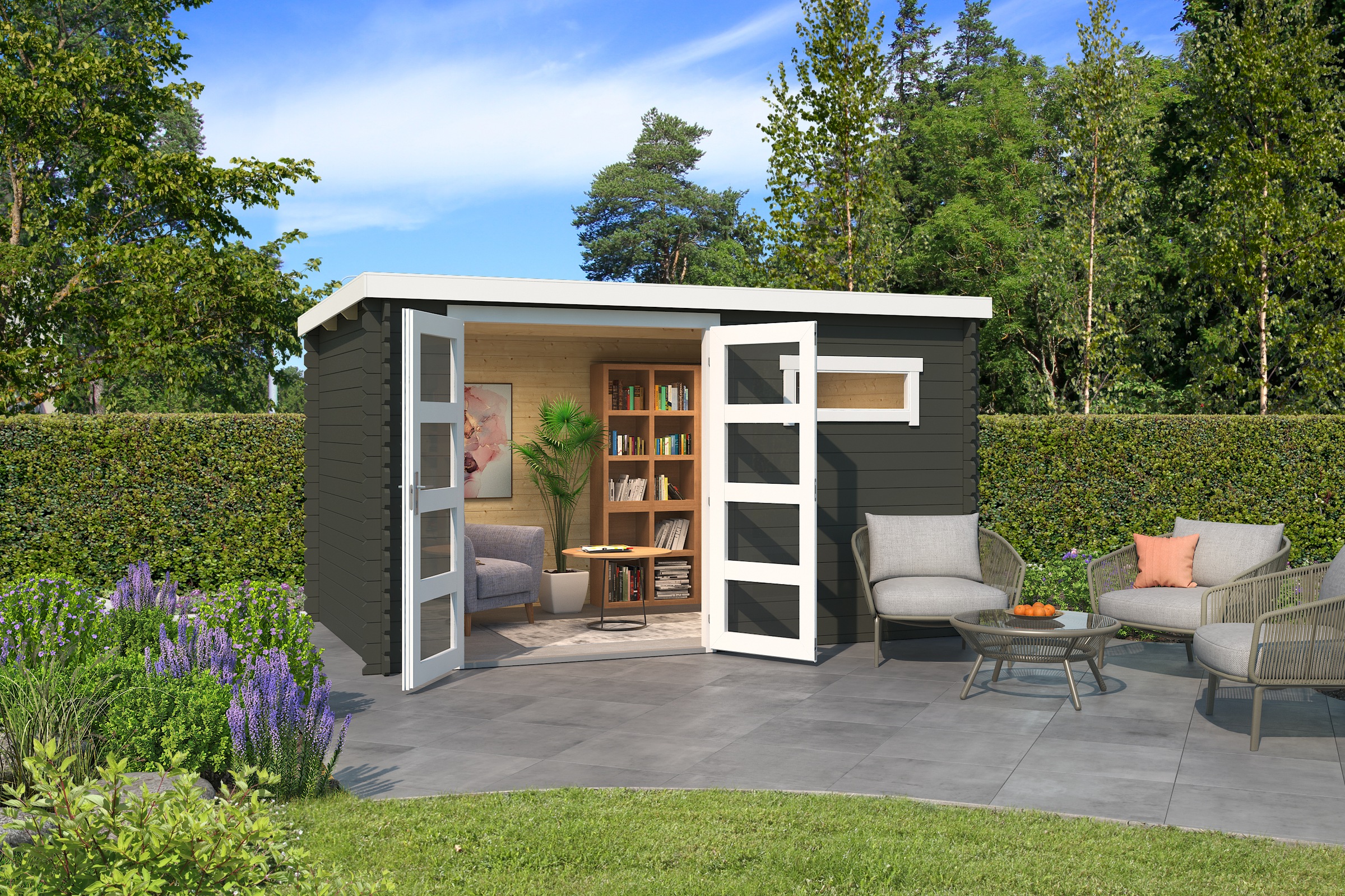 Nordic Holz Gartenhaus "Augusta", (Doppeltür mit acht Lichtausschnitten) günstig online kaufen