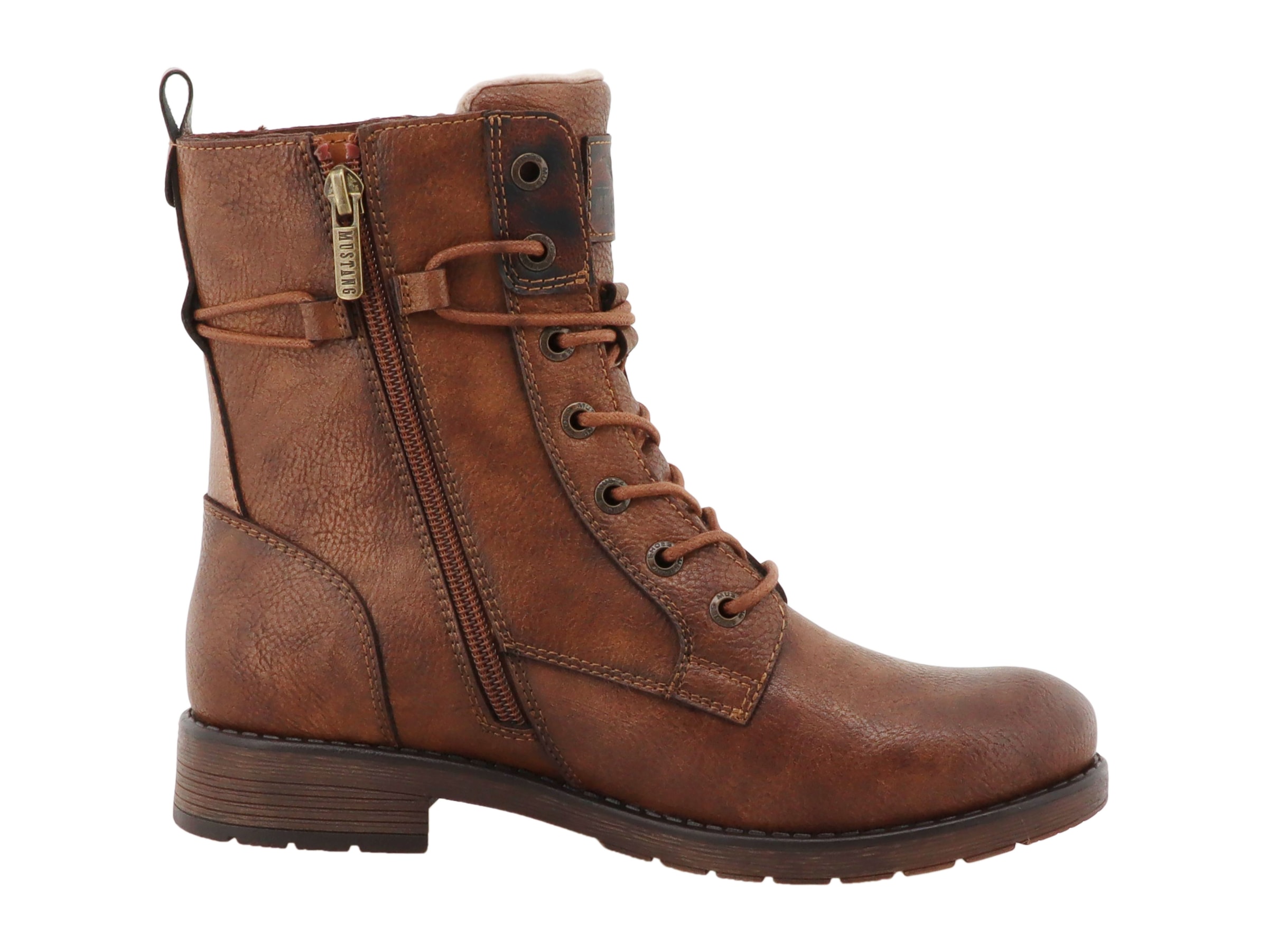 Mustang Shoes Winterboots »Stiefel«  Blockabsatz, Schnürstiefelette mit schaftumwickelenden Schnürsenkln