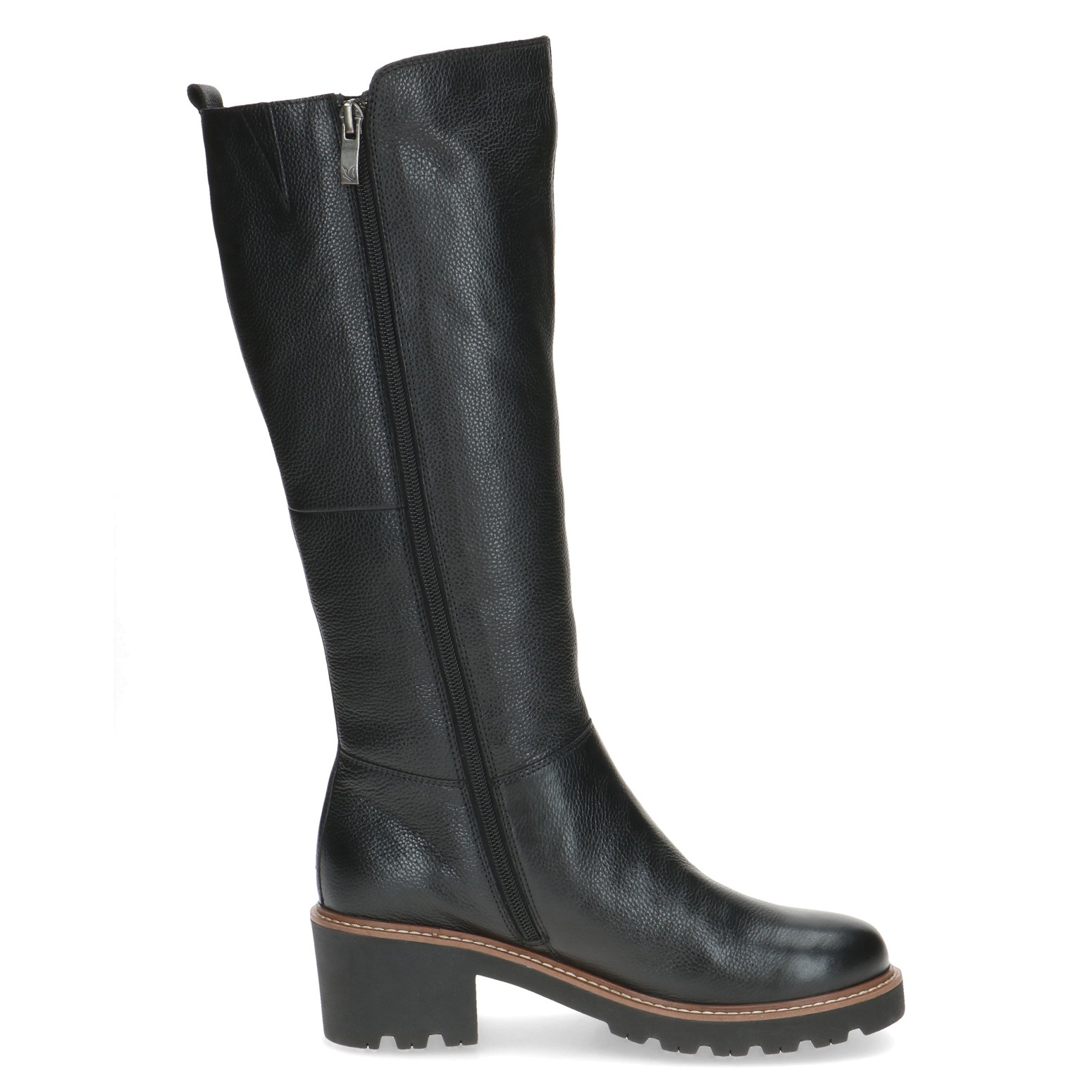 Caprice Stiefel, Blockabsatz, Langschaftstiefel mit Kontrast-Rahmennaht