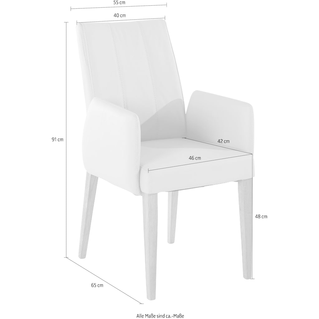 INOSIGN Armlehnstuhl, Leder, (1 Stück) Rückenlehne mit Steppung