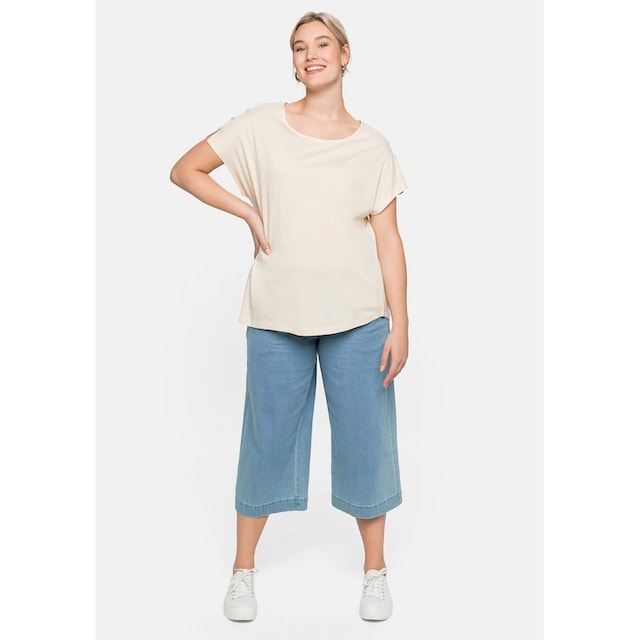 Sheego T-Shirt »Große Größen«, mit offener Schulterpartie, in leichter A- Linie für kaufen | BAUR