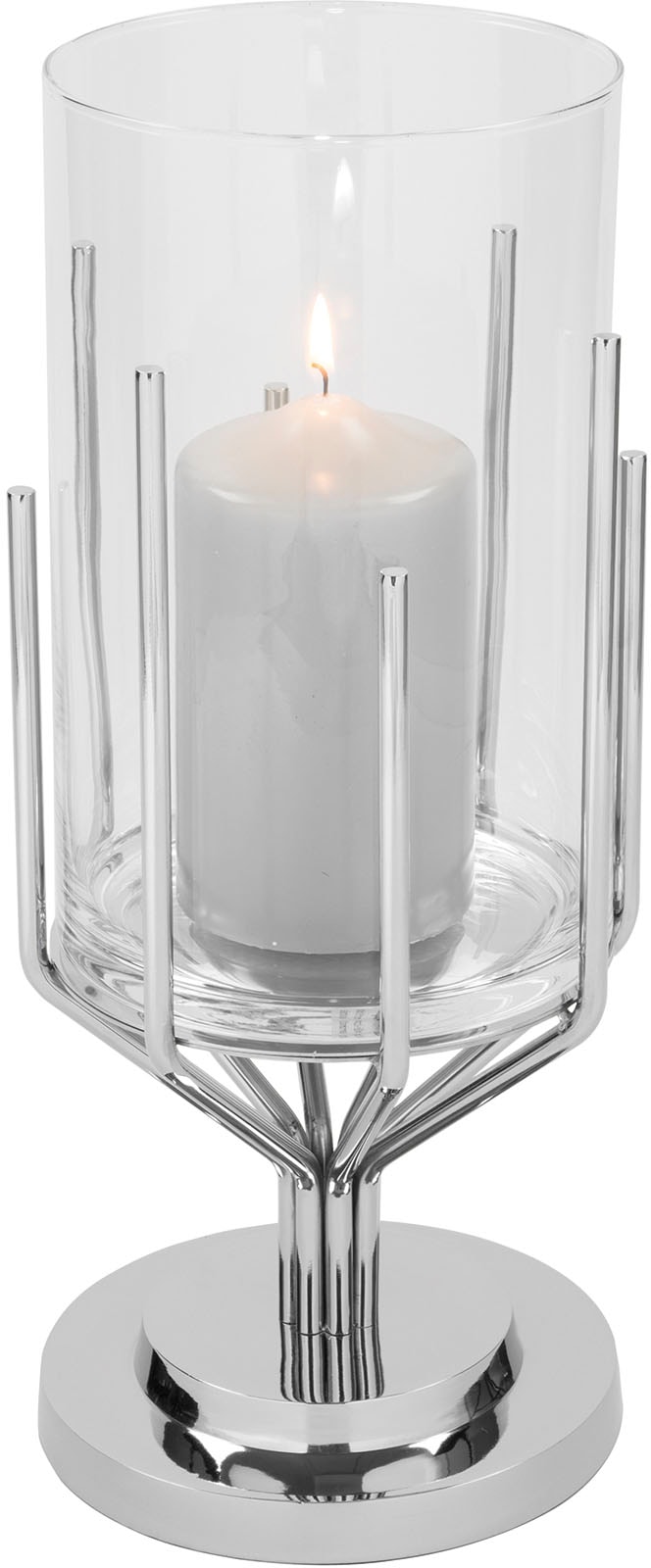 Windlicht »LUXOR«, (1 St.), Silberfarben - aus Aluminium, Edelstahl und Glas