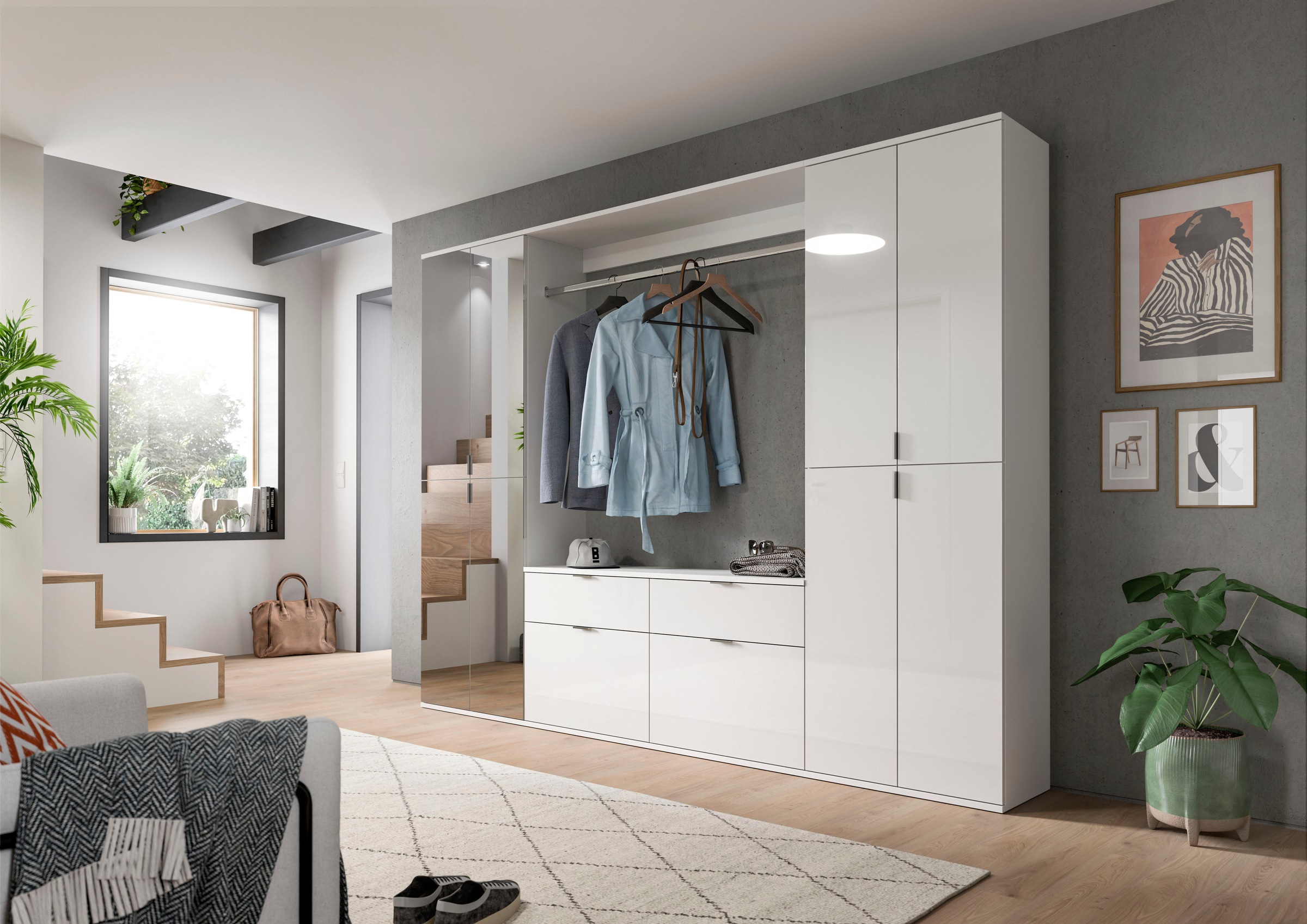 Home affaire Schuhschrank "Trondheim, Höhe 193 cm, 4 Spiegeltüren, 9 Fächer günstig online kaufen