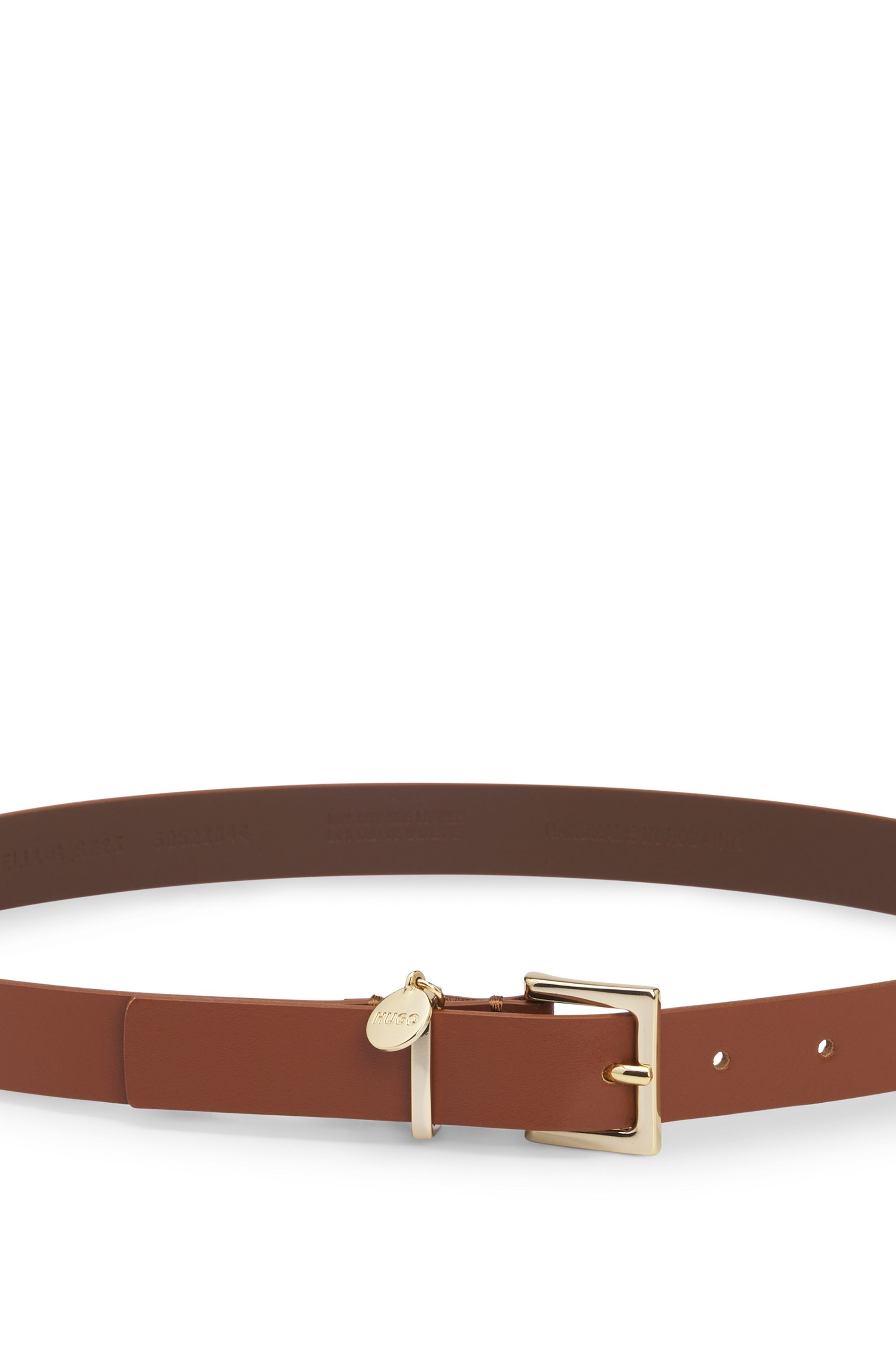 Ledergürtel HUGO "Amelia-G Sz25", Damen, Gr. 80, braun (medium braun 215), Leder, unifarben, Gürtel Ledergürtel, Stilvoller Verschluss mit Logo Anhänger 3