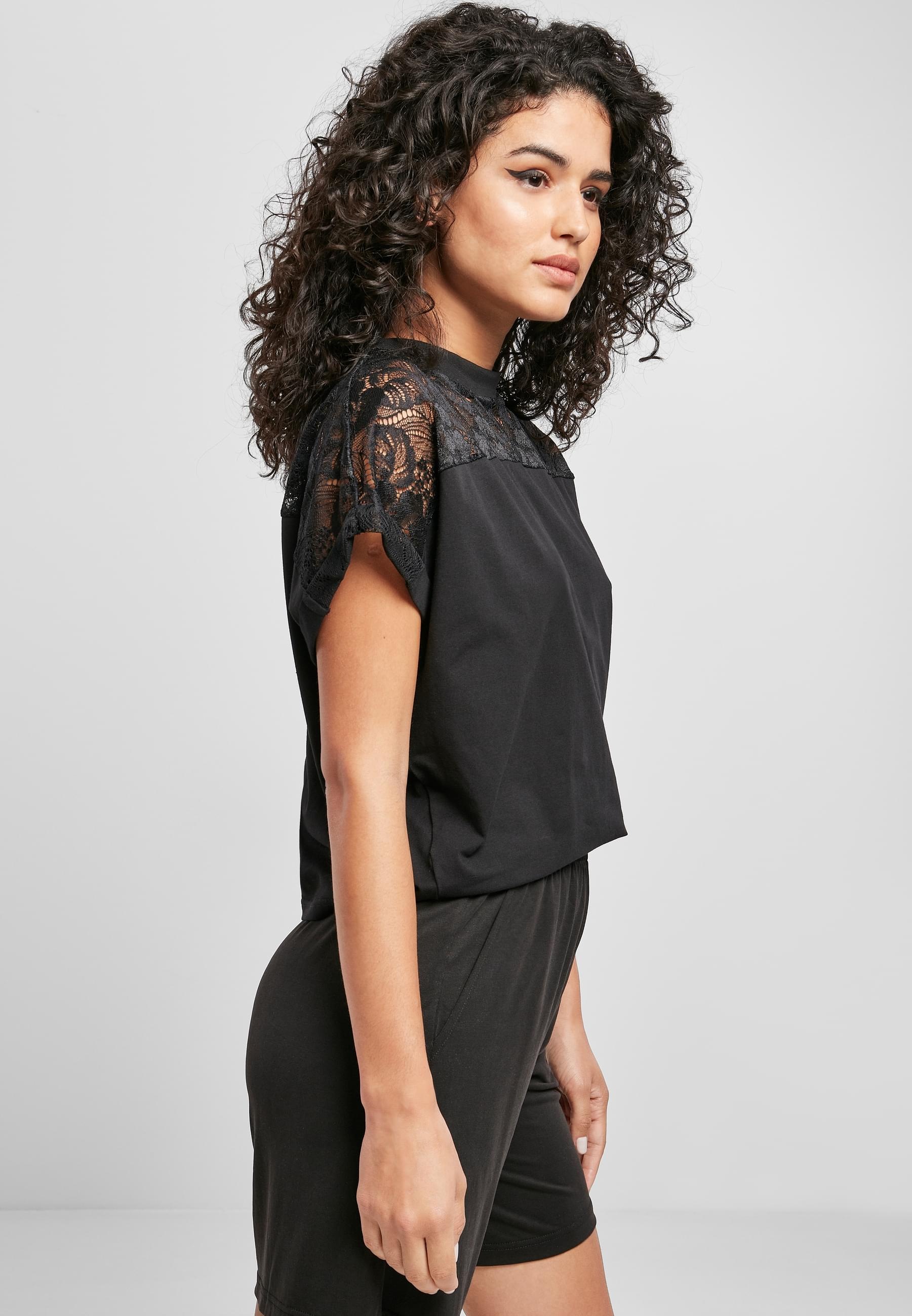URBAN CLASSICS T-Shirt »Urban Classics Damen Ladies Short Oversized Lace Tee«, (1 tlg.)