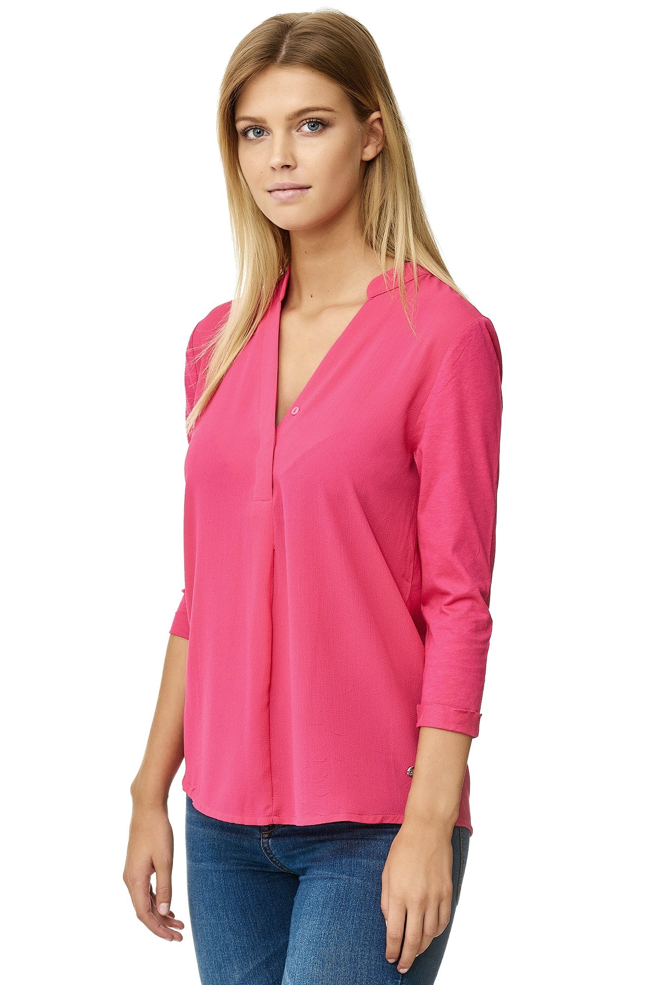 Decay Klassische Bluse, mit V-Ausschnitt und Stehkragen