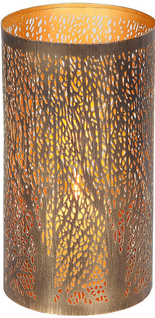 Ambiente Haus Kerzenlaterne "Stumpenkerzenhalter Walddesign, Höhe ca. 16 cm günstig online kaufen