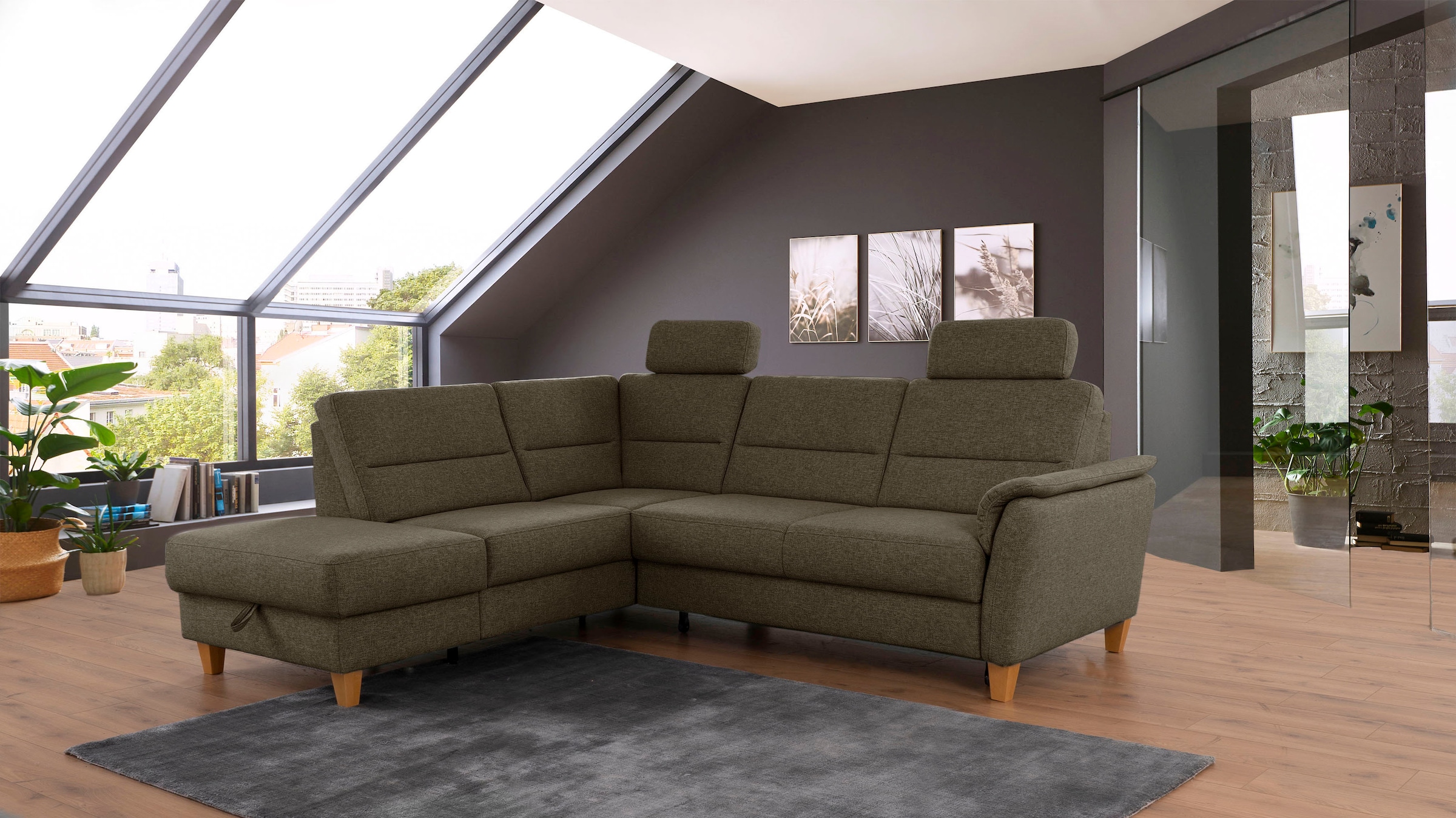 Home affaire Ecksofa "Palmera L-Form, B: 236 cm" optional Bettfunktion & Be günstig online kaufen