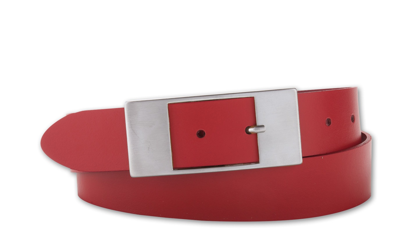 Ledergürtel BERND GÖTZ "Ledergürtel mit flacher Rechteckschließe in matter Optik", Damen, Gr. 95, rot, Rindsleder, Gürtel Ledergürtel