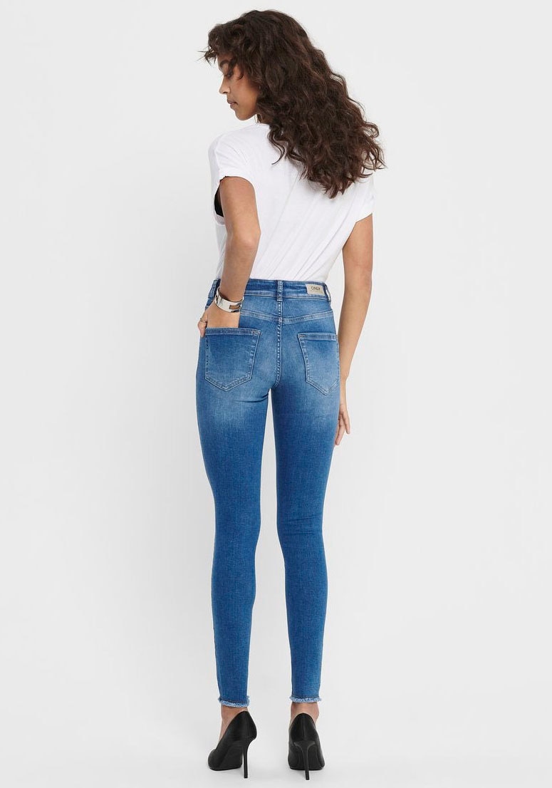 Only Damen Jeans ONLBLUSH LIFE MIDSK ANKRAW REA12187 - Skinny Fit - Blau - günstig online kaufen