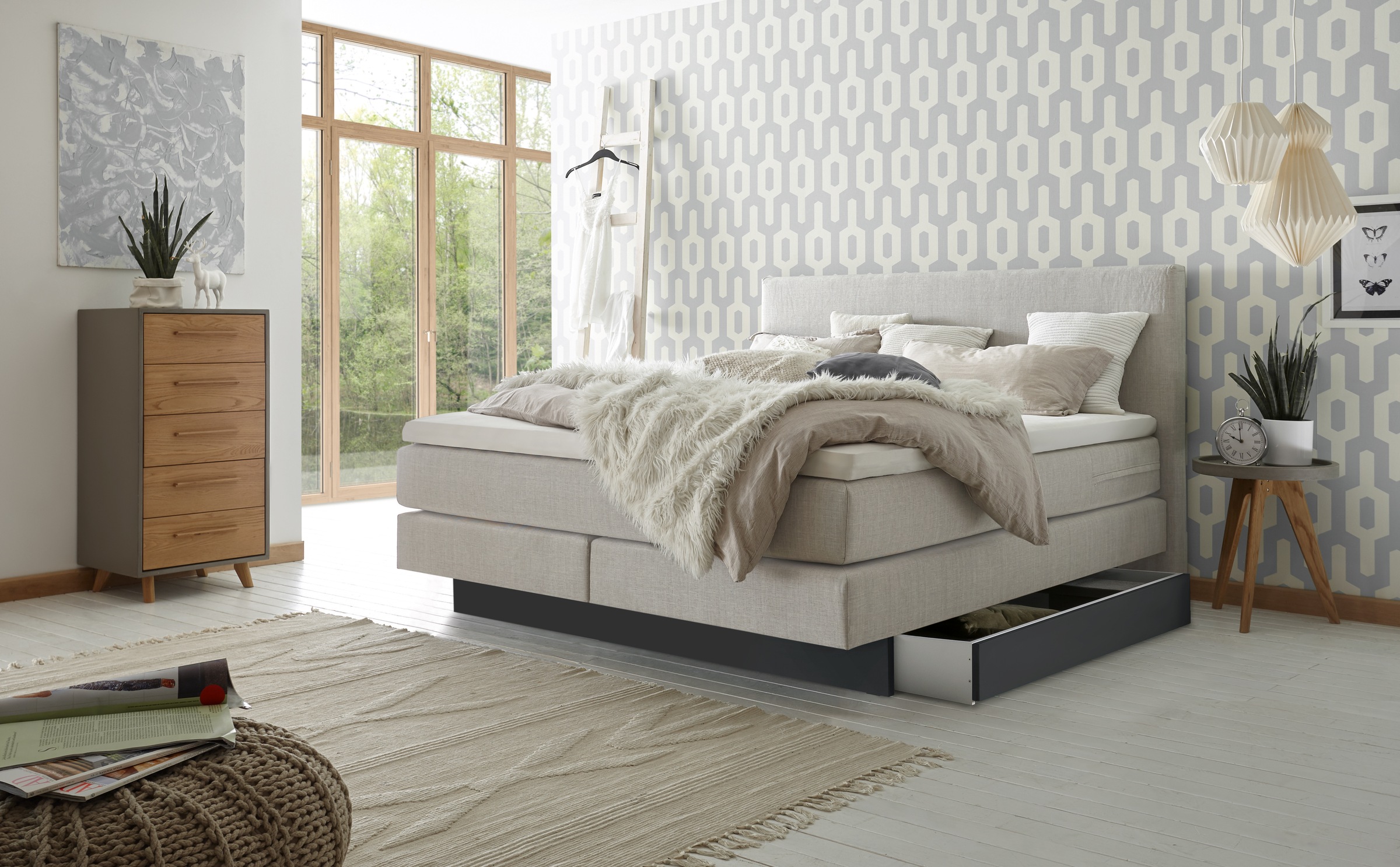 Thumbnail - HASENA Boxspringbett "Denver" Boxspringbett, Sockel, zwei Bettkästen inkl. gedämpftem Selbsteinzug