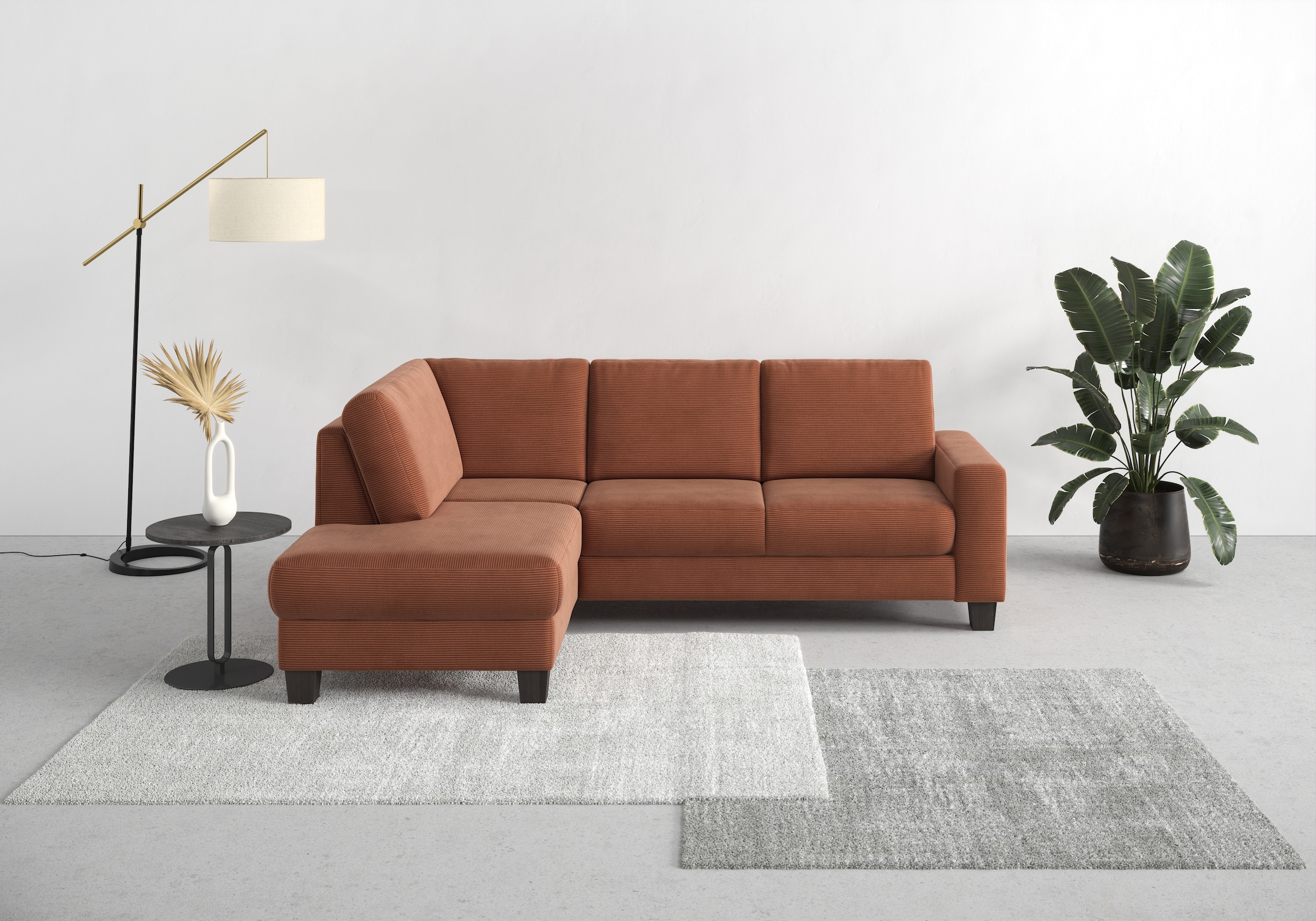 Home affaire Ecksofa »Summer L-Form« mit Ottomane, mit oder ohne Bettfunktion und Bettkasten, Cord-Bezug