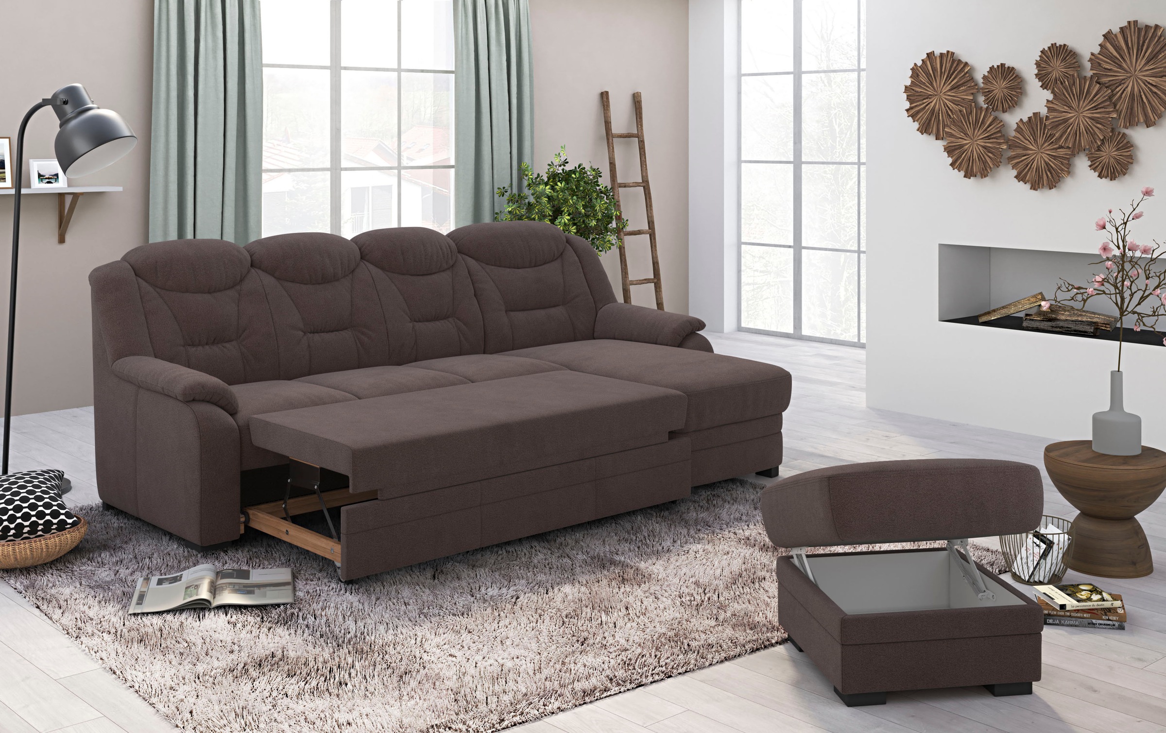 COTTA Ecksofa »Marcus L-Form«, Bequemes Ecksofa in klassischem Design mit hoher Rückenlehne