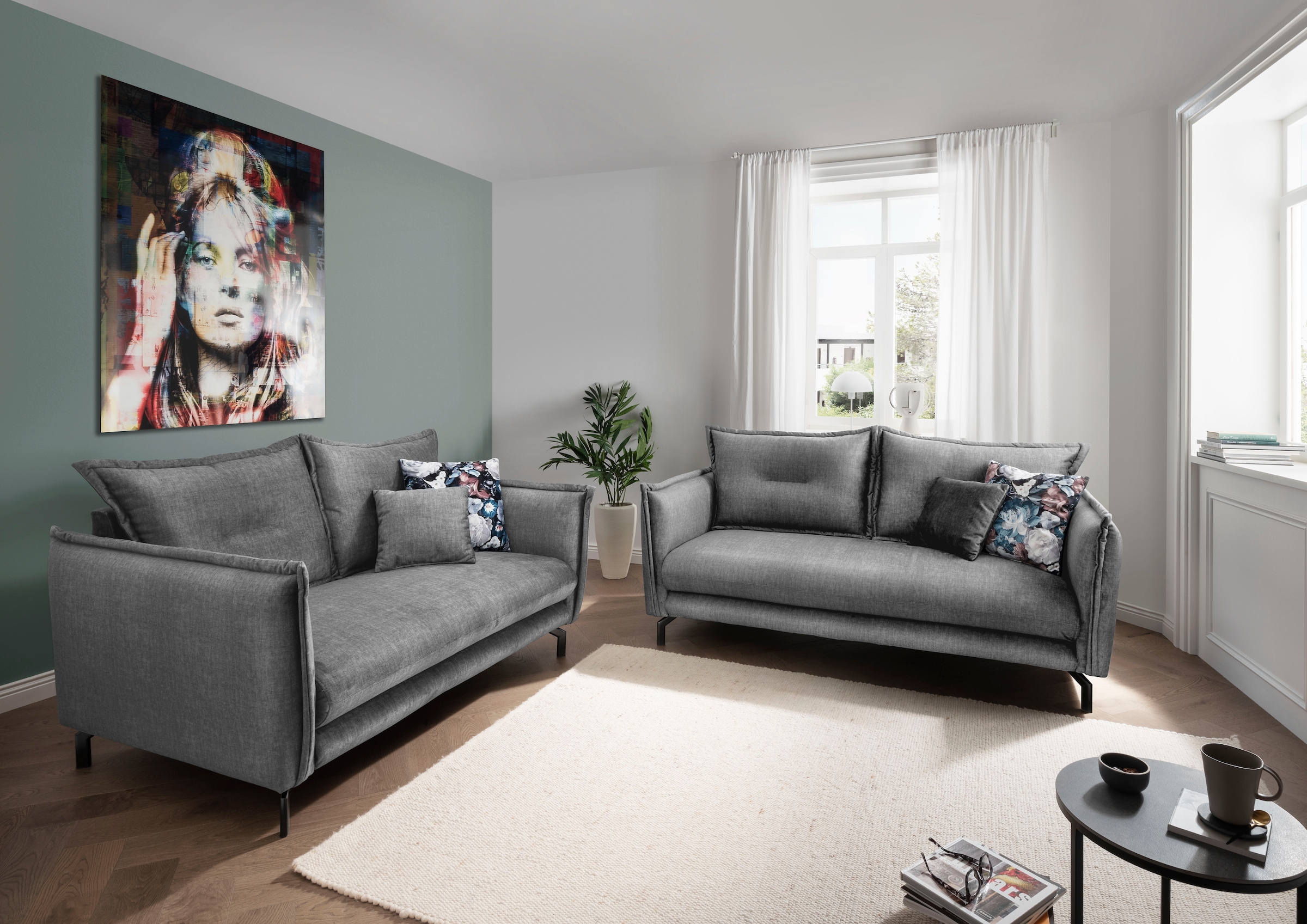 Home affaire Ecksofa »Lazio modern und bequem, schmale Armlehnen, tolle Detailverarbeitung« Armlehnen verstellbar