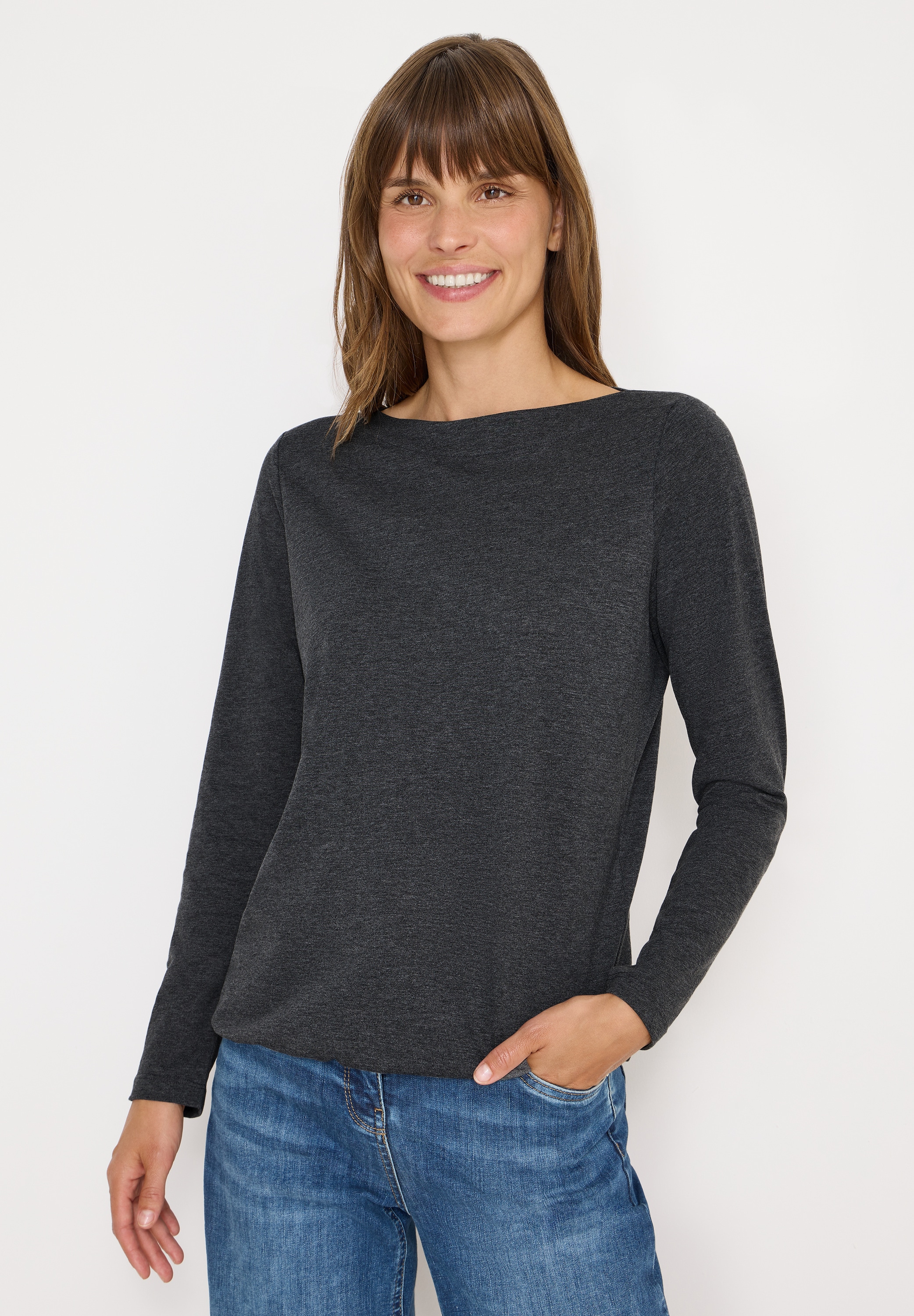 Cecil Langarmshirt im Melange Look