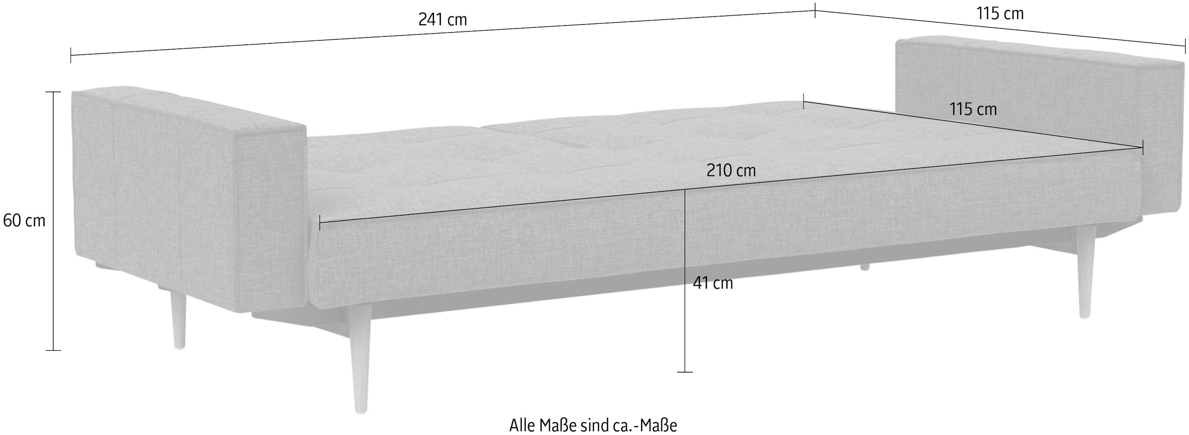 INNOVATION LIVING ™ Sofa »Splitback«, mit Armlehne und hellen Styletto Beinen, in skandinavischen Design