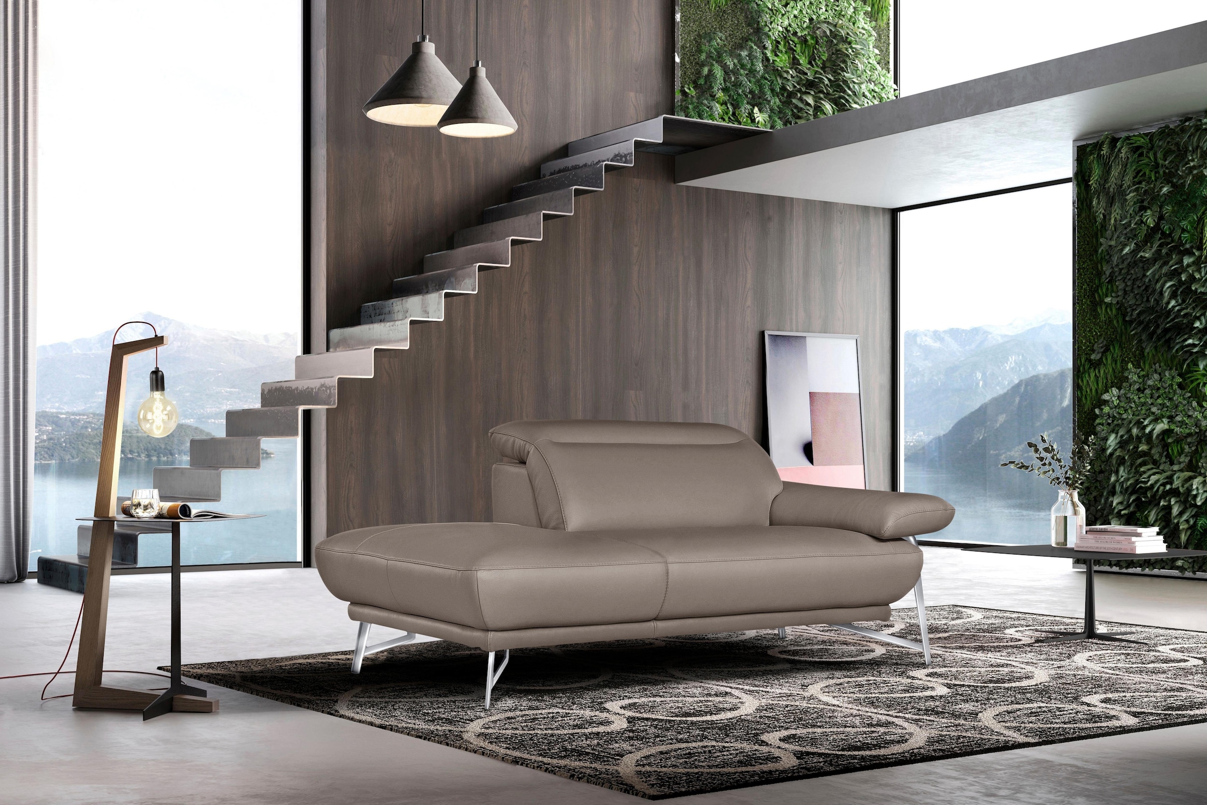 Egoitaliano Polstergarnitur »Anais, Design mit hohem Sitzkomfort für mehr Bequemlichkeit«, Set: bestehend aus Sofa und Ottomane, inkl. Kopfteilverstellung