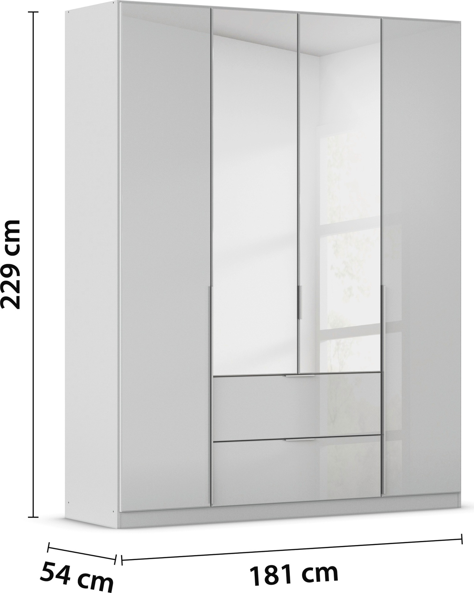 rauch Drehtürenschrank »Kleiderschrank Kleiderschränke Schrank Garderobe AGORDO mit Glasfront«, mit Außenschubkästen, in 6 Breiten und 2 Höhen MADE IN GERMANY