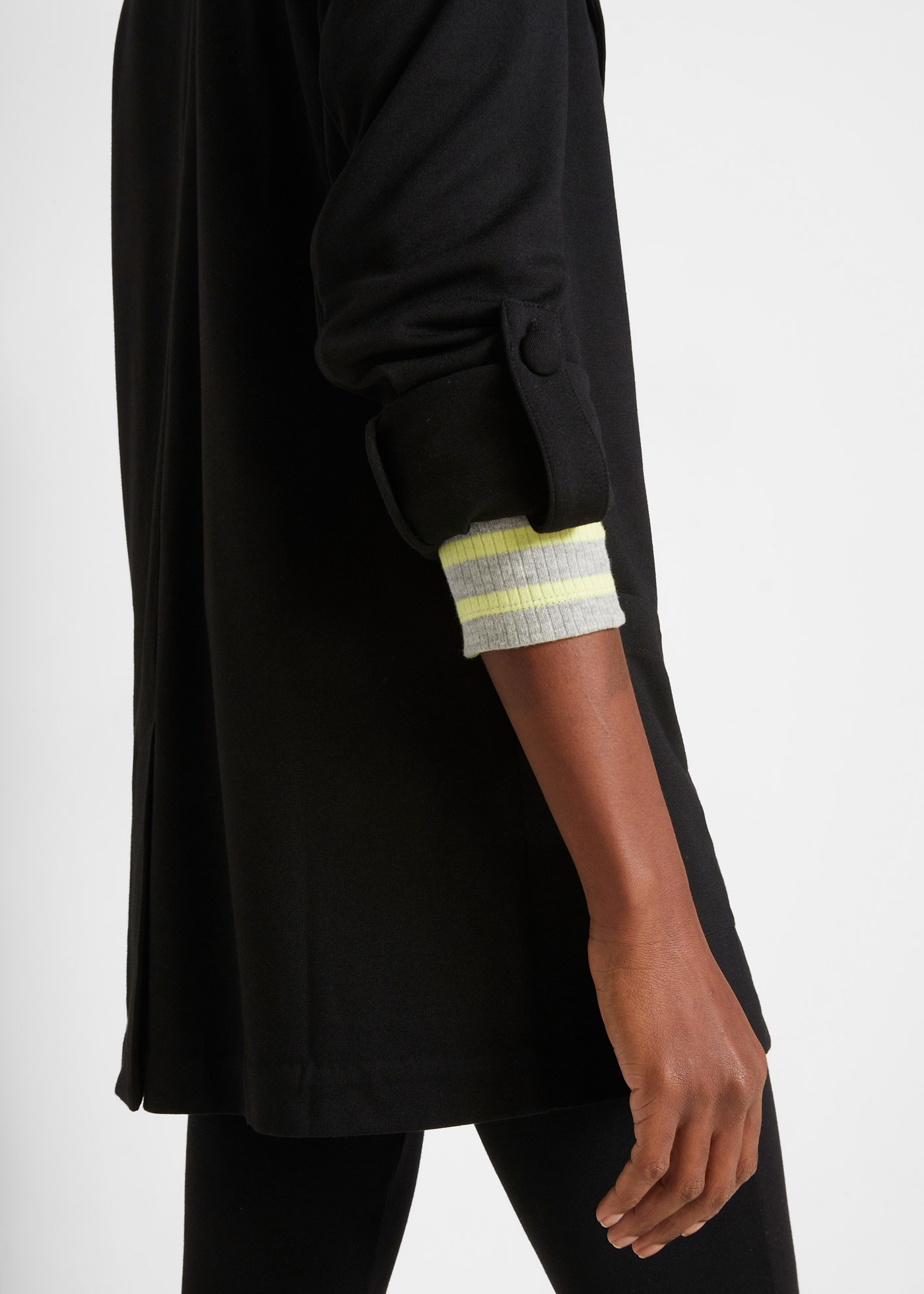 Sweatblazer BONPRIX, Damen, Gr. 36/38 (S), schwarz, Obermaterial: 70% Viskose, 25% Polyester, 5% Elasthan, oversize, Blazer, mit langem Arm, mit Reverskragen, Oversize Passform, aus Viskose 3