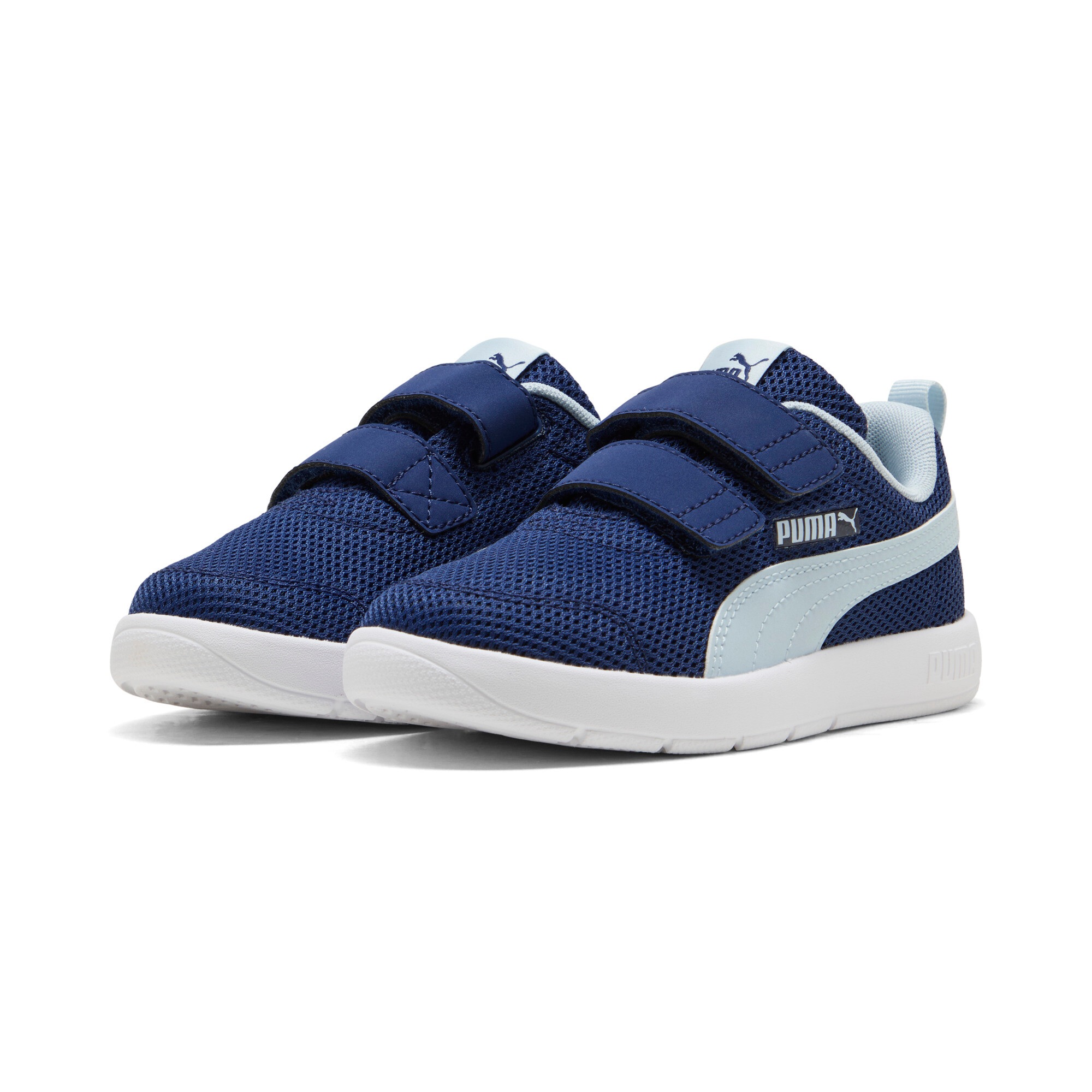 Sneaker PUMA "COURTFLEX V3 MESH PS", Mädchen, Gr. 32, blau jewel, lucite, Textil, Schuhe Sneaker, leichte profilierte Sohle, flexible Sohlenrillen, federleicht