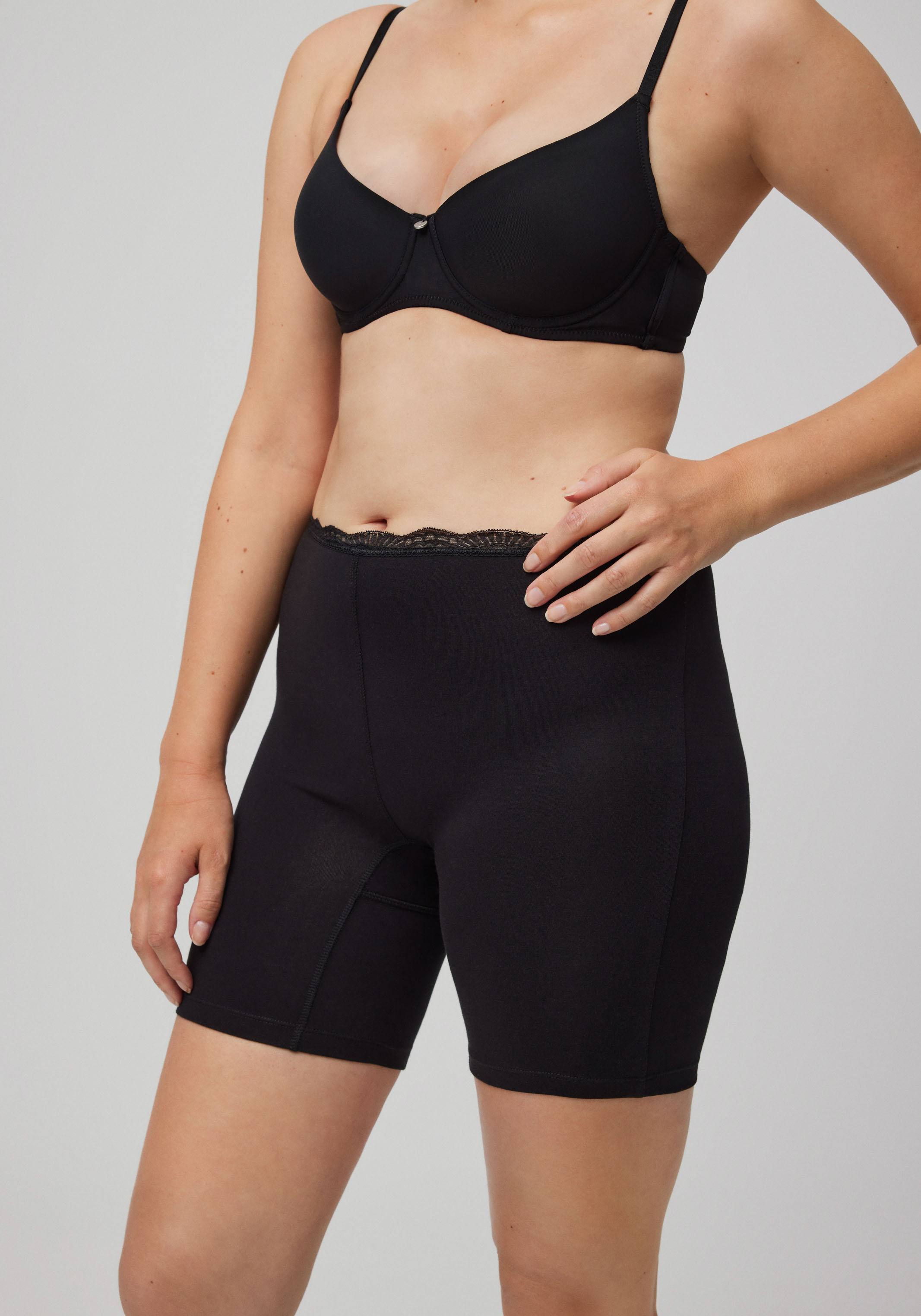 Thumbnail - YSABEL MORA Lange Unterhose "BASIC COLLECTION COTTON WITH LACE" 2er Pack, angenehm weich, Passform gegen Reibung