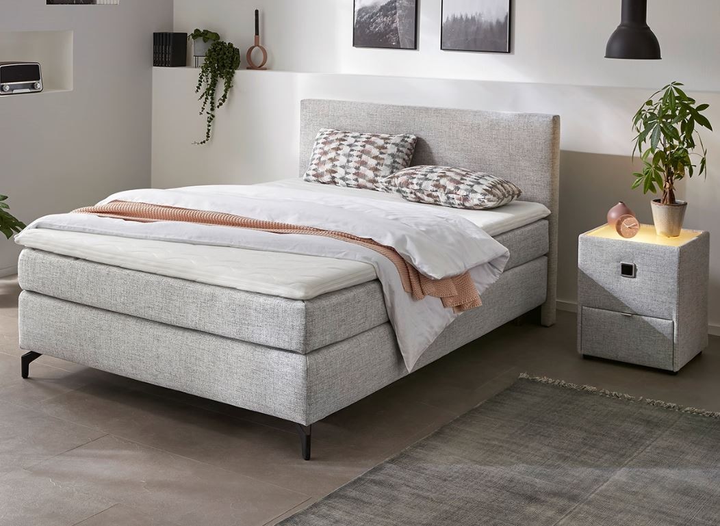 Boxspringbett Alinas, mit Topper und Zierkissen, in unterschiedliche Farbvarianten und...