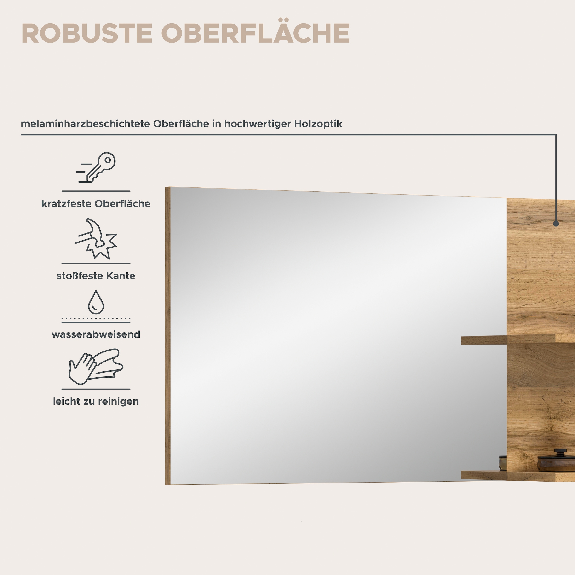 OTTO home Spiegel »MAMBO, TOPSELLER!, Breite 99cm, 2 Ablageböden, große Spiegelfläche« Garderobenspiegel, Flur, Diele, Spiegel mit Ablage, Spiegelpaneel