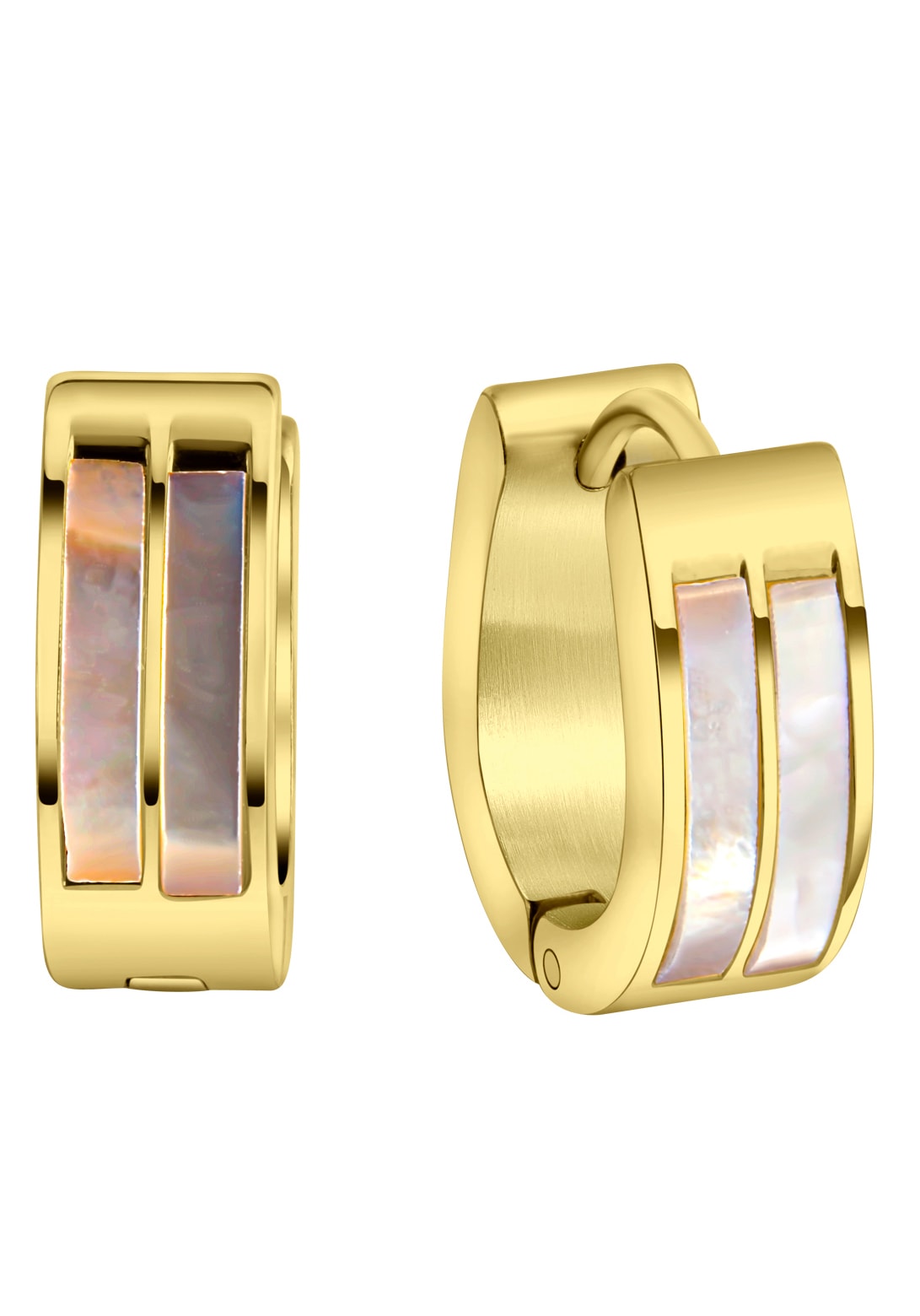 FIRETTI Damen Paar Creolen "Schmuck Geschenk Oval", Edelstahl, weiß, Edelstahl, Ohrringe, mit Perlmutt