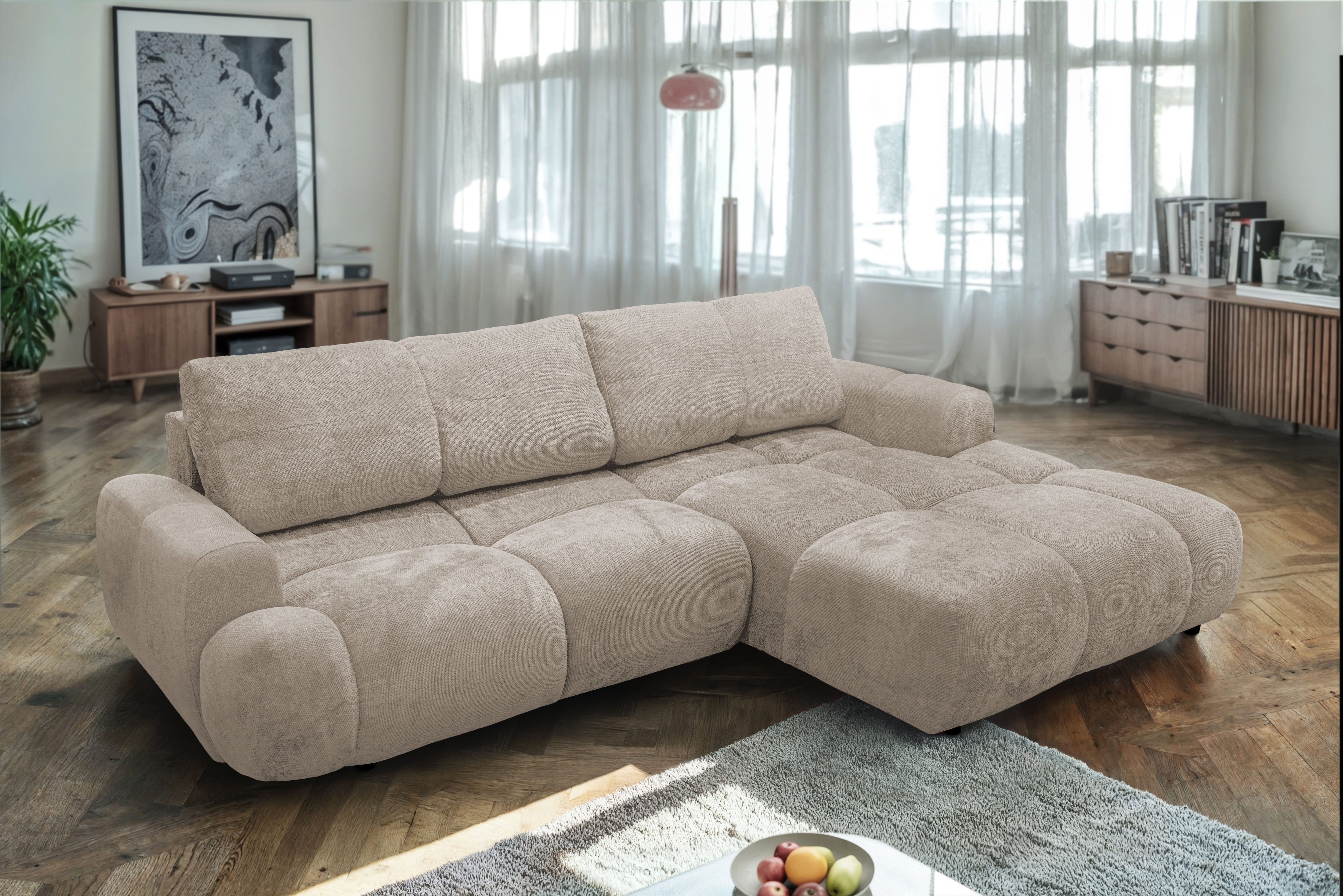 exxpo - sofa fashion Ecksofa inkl. Bettfunktion und Bettkasten,toller Sitzkomfort, Steppung im Sitz
