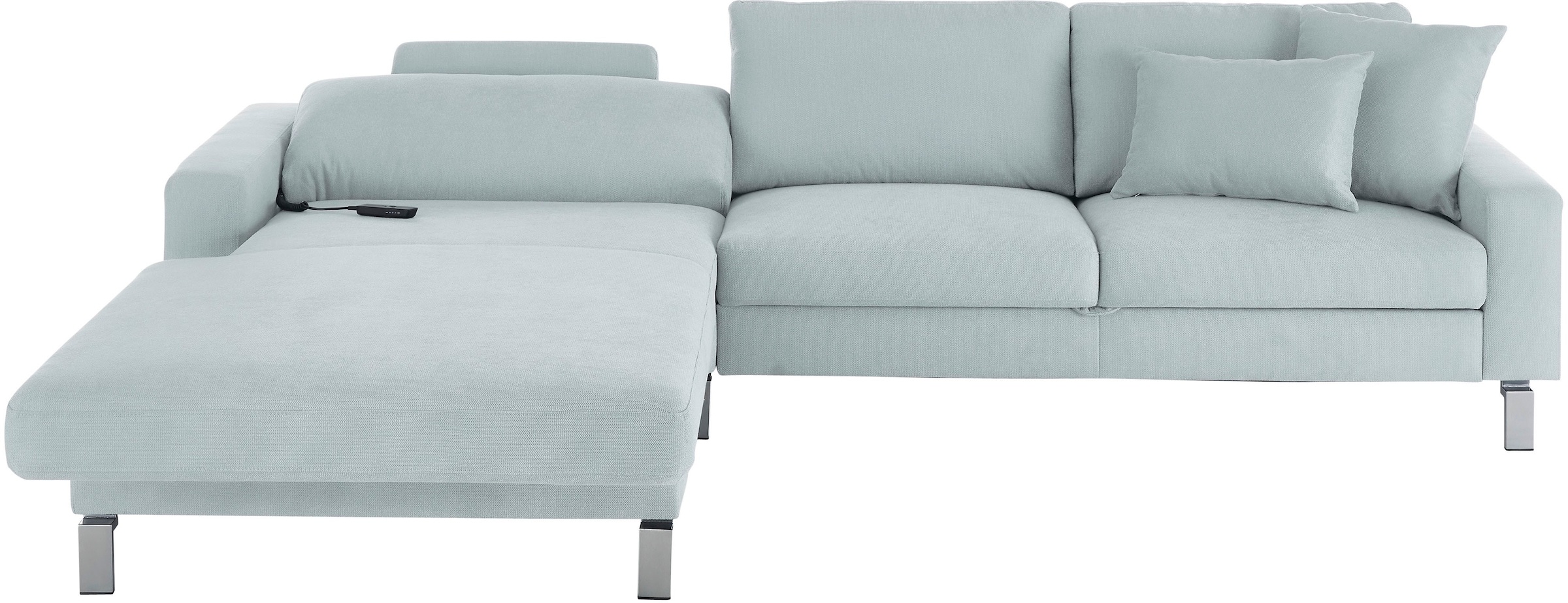3C Candy Ecksofa »Lecce, wahlweise PUR-Schaumstoff oder Tonnentaschenfederkern«, Bett im 2,5-Sitzer, teilmotorische Schlaffunktion im Longchair, L-Form