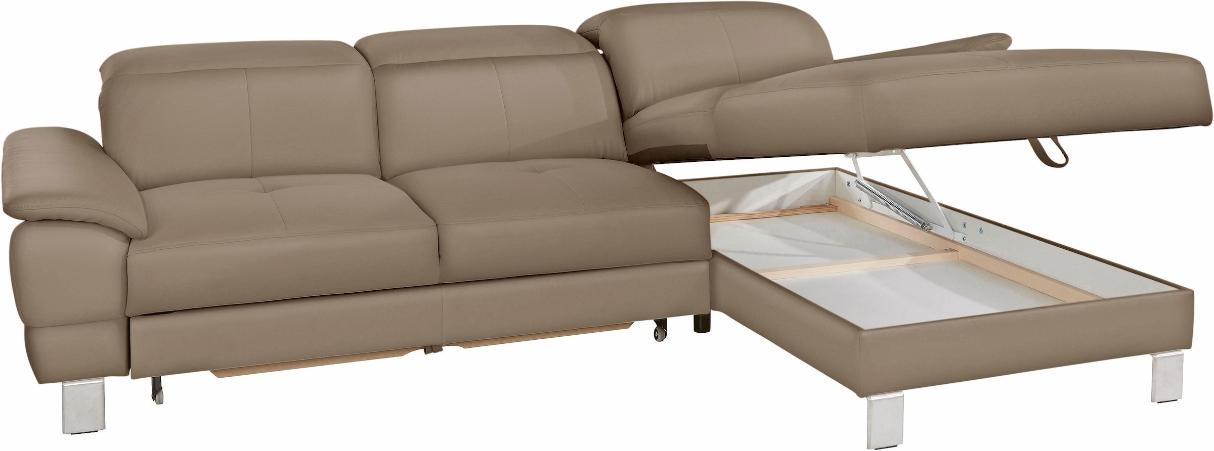 exxpo - sofa fashion Ecksofa »Mantua 2, inkl. Kopf- bzw. Rückenverstellung, bequem, L-Form«, wahlweise mit Bettfunktion und Bettkasten, tolle Verarbeitungsdetails
