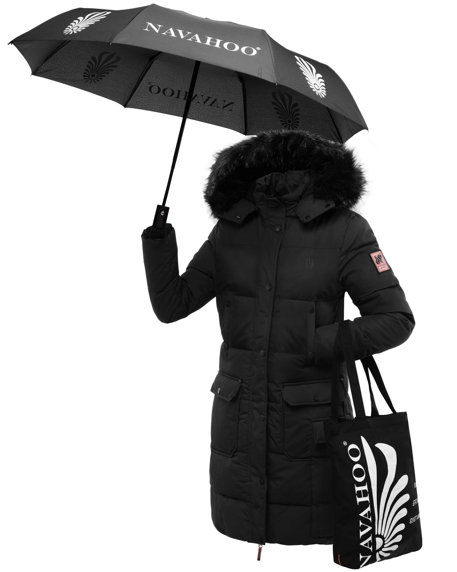 Navahoo Wintermantel »Cosimaa«, Warmer Damen Parka inkl. Einkaufstasche und Regenschirm