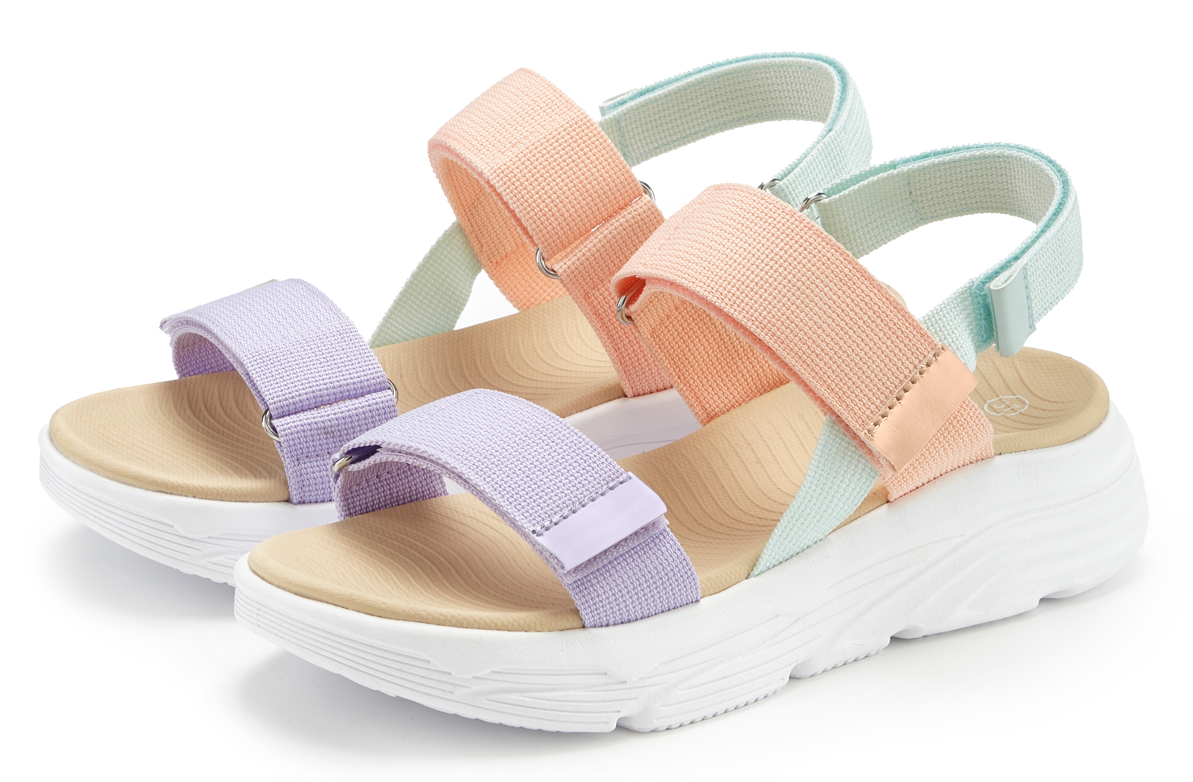 Vivance Sandale "Sandalette, Pantolette, Sommerschuhe, Riemchensandale" NEU mit bunten Riemchen und Klettverschluss VEGAN