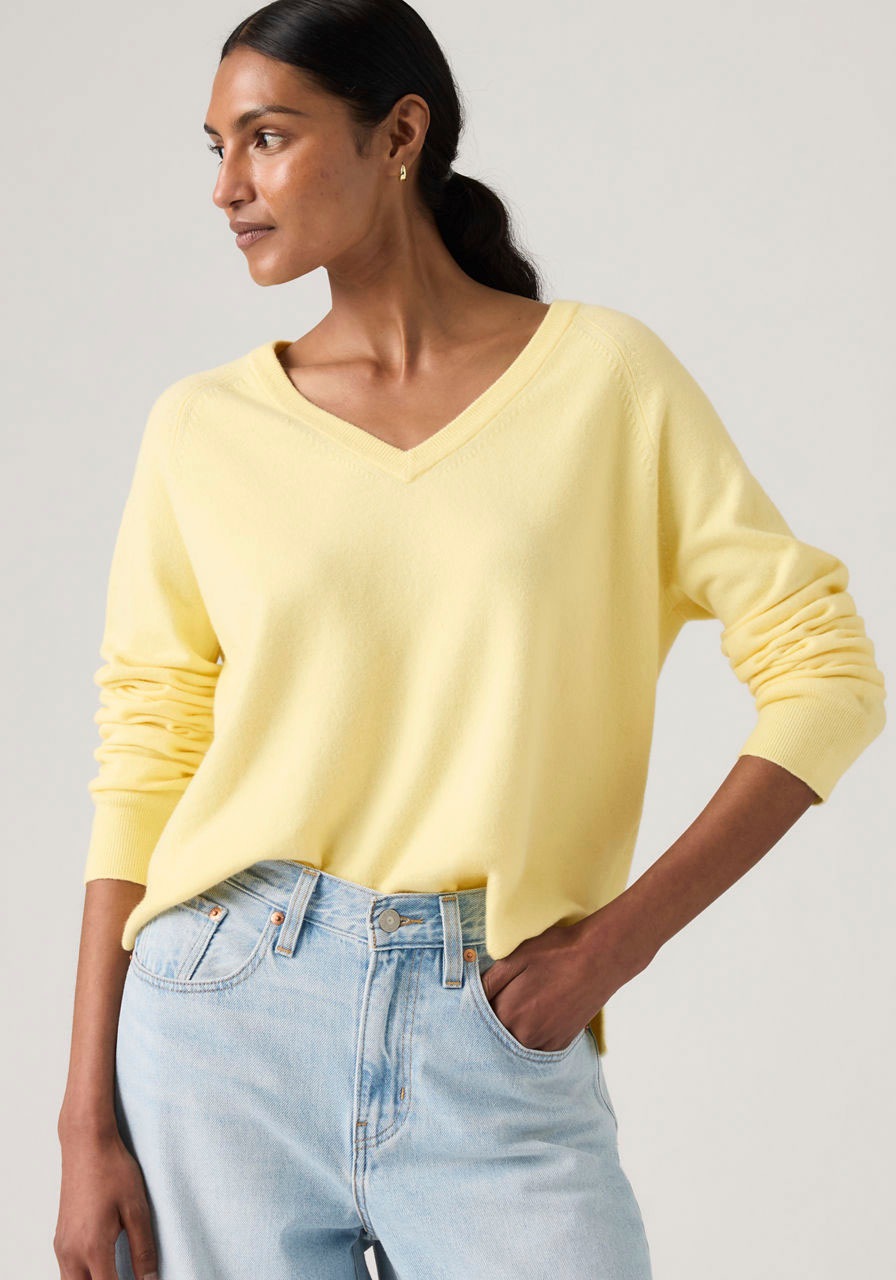 Levis V-Ausschnitt-Pullover "SUPER SOFT VNECK PULLOVER" im Bund beidseitig günstig online kaufen