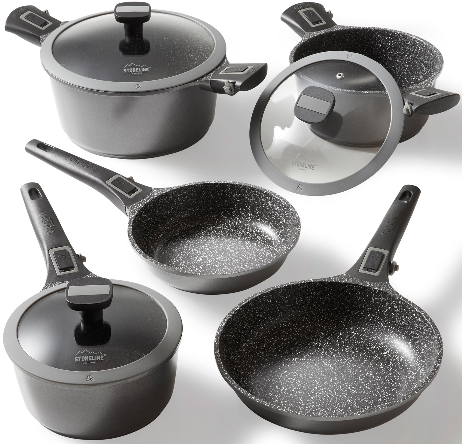 STONELINE Topf-Set "Imagination PLUS", grau, Töpfe, abnahmbare Griffe, Induktion